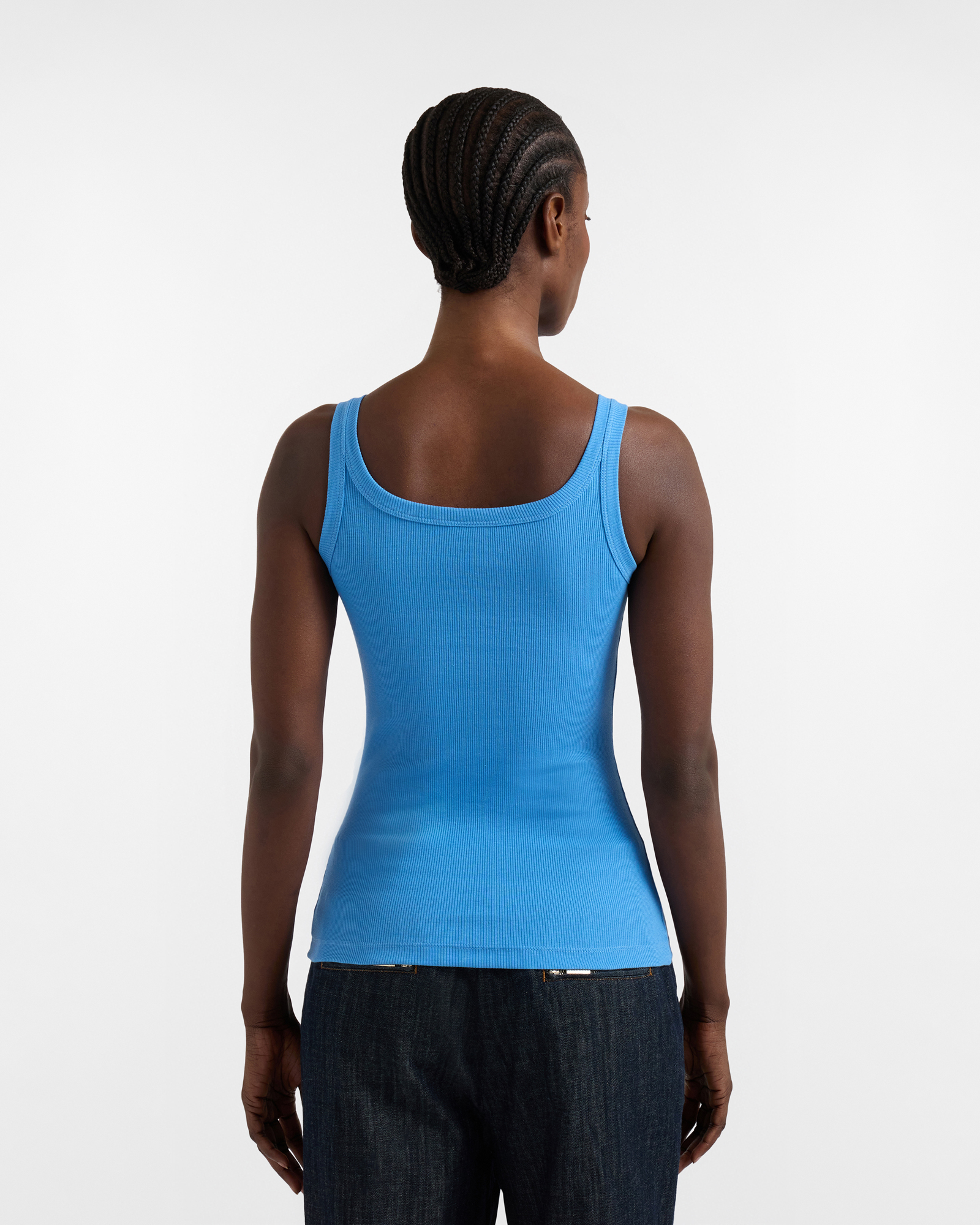 Ribbed sleeveless top, Blue, large image number 1