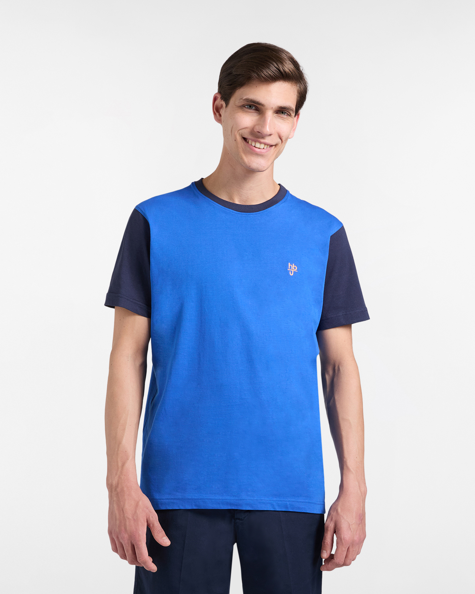 T‑shirt Uomo Bicolor in Puro Cotone Regular Fit