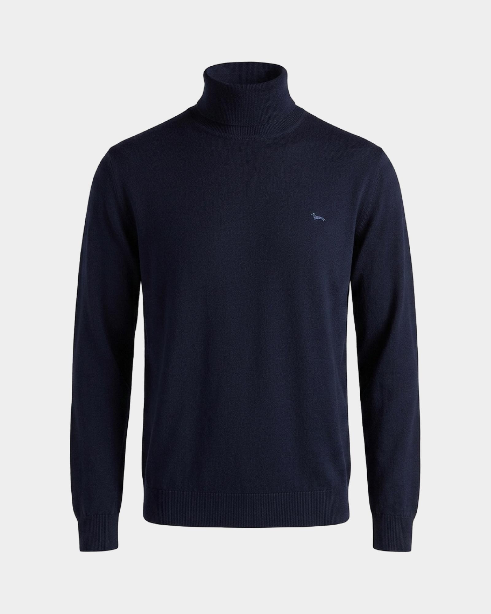 Men's Made in Italy turtleneck sweater in 100% pure wool with regular fit, NAVY BLUE, large