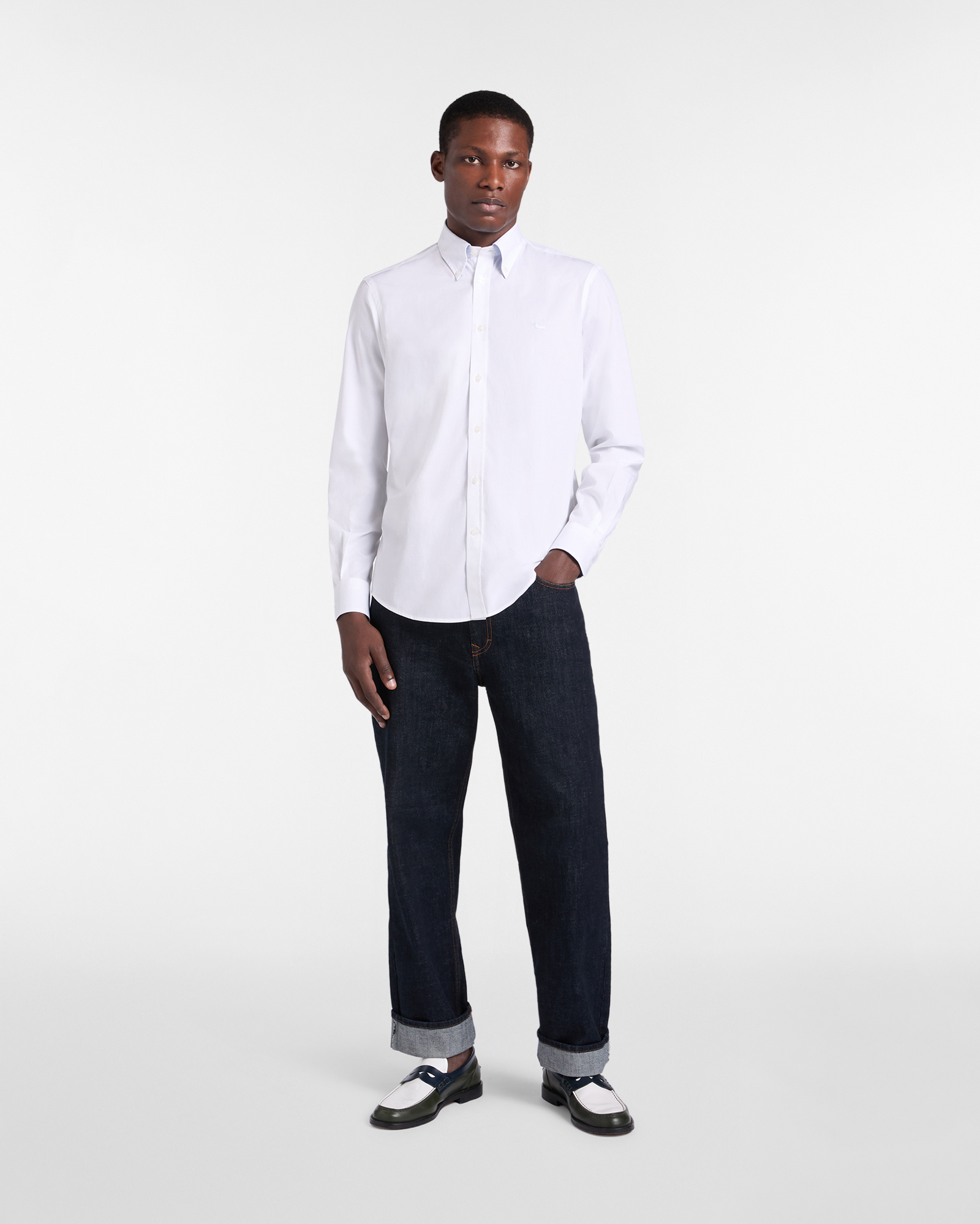 Men's regular-fit solid color shirt, White, large image number 3