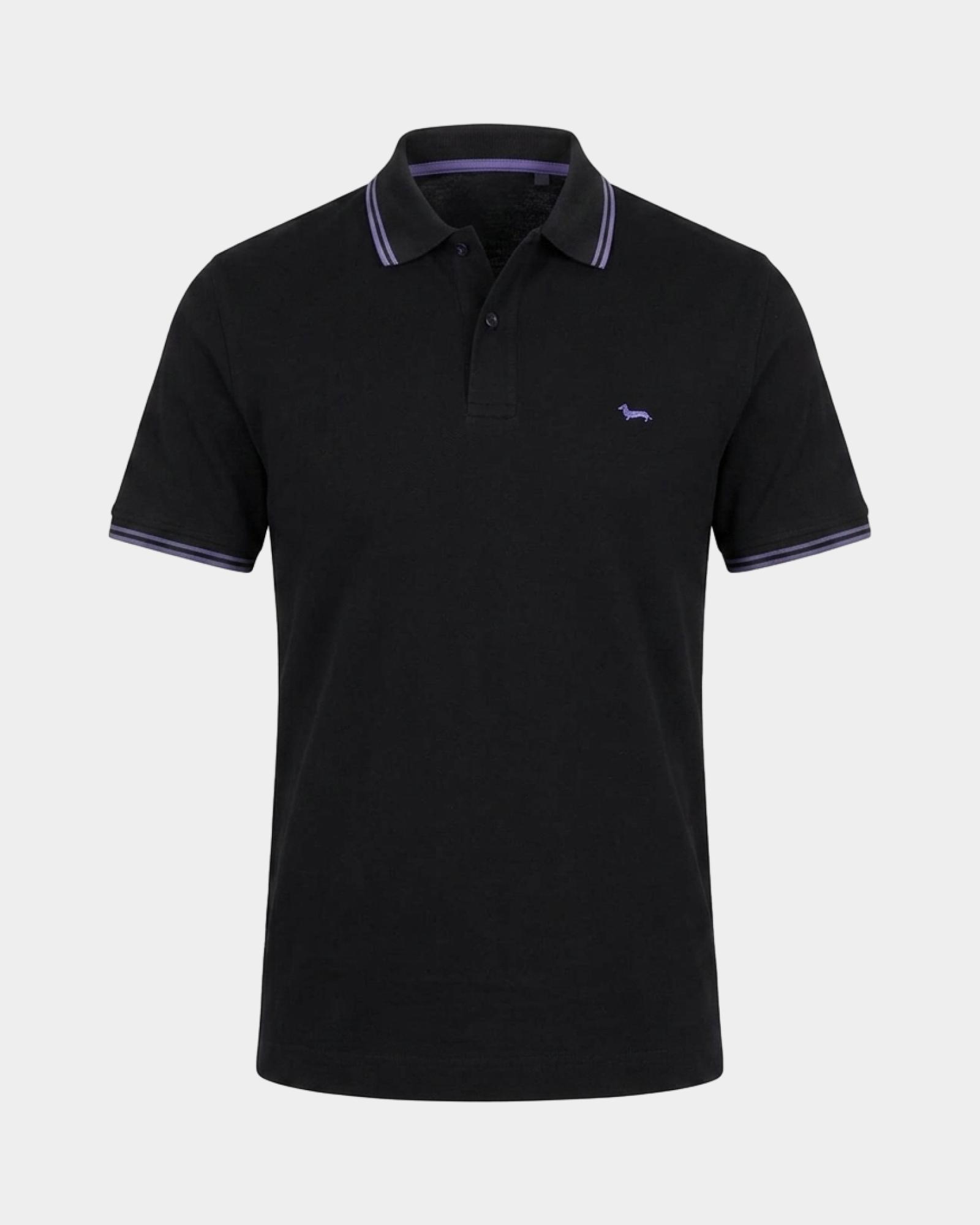 Men's short-sleeve 100% pure cotton piqu&eacute; polo shirt, BLACK, large