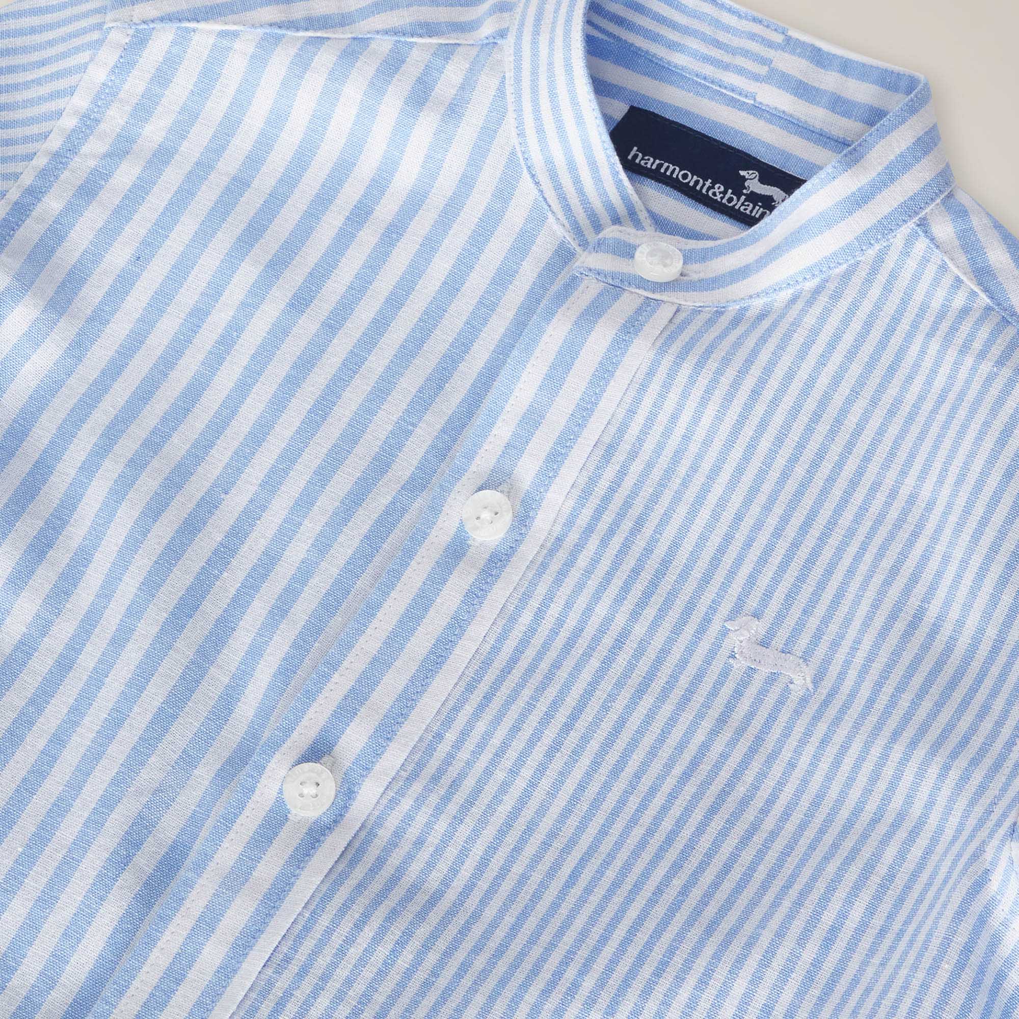 Linen-blend striped shirt with Dachshund embroidery, PALE SKY BLUE, large image number 2