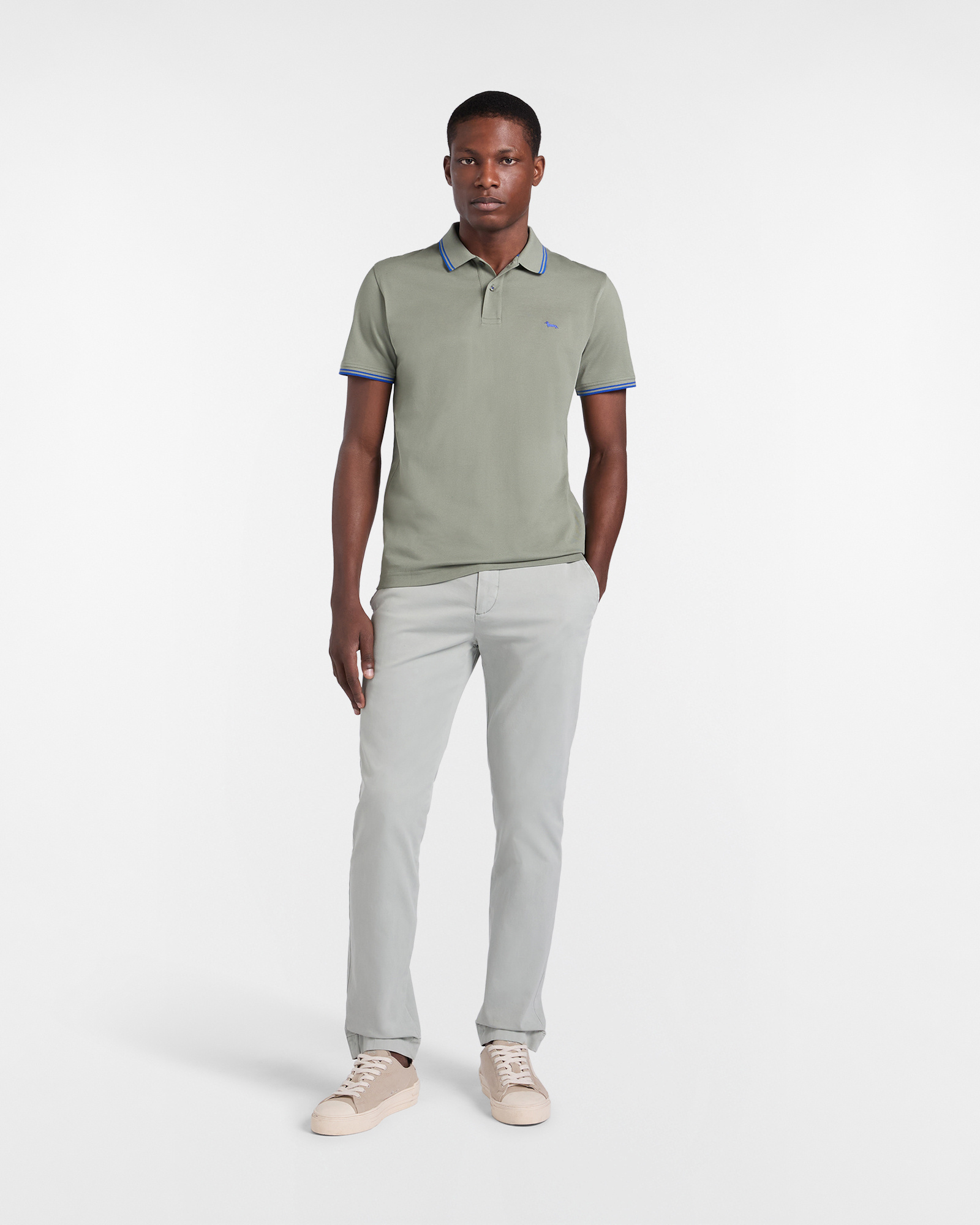 Polo de hombre con detalles de rayas en contraste, Verde, large image number 3