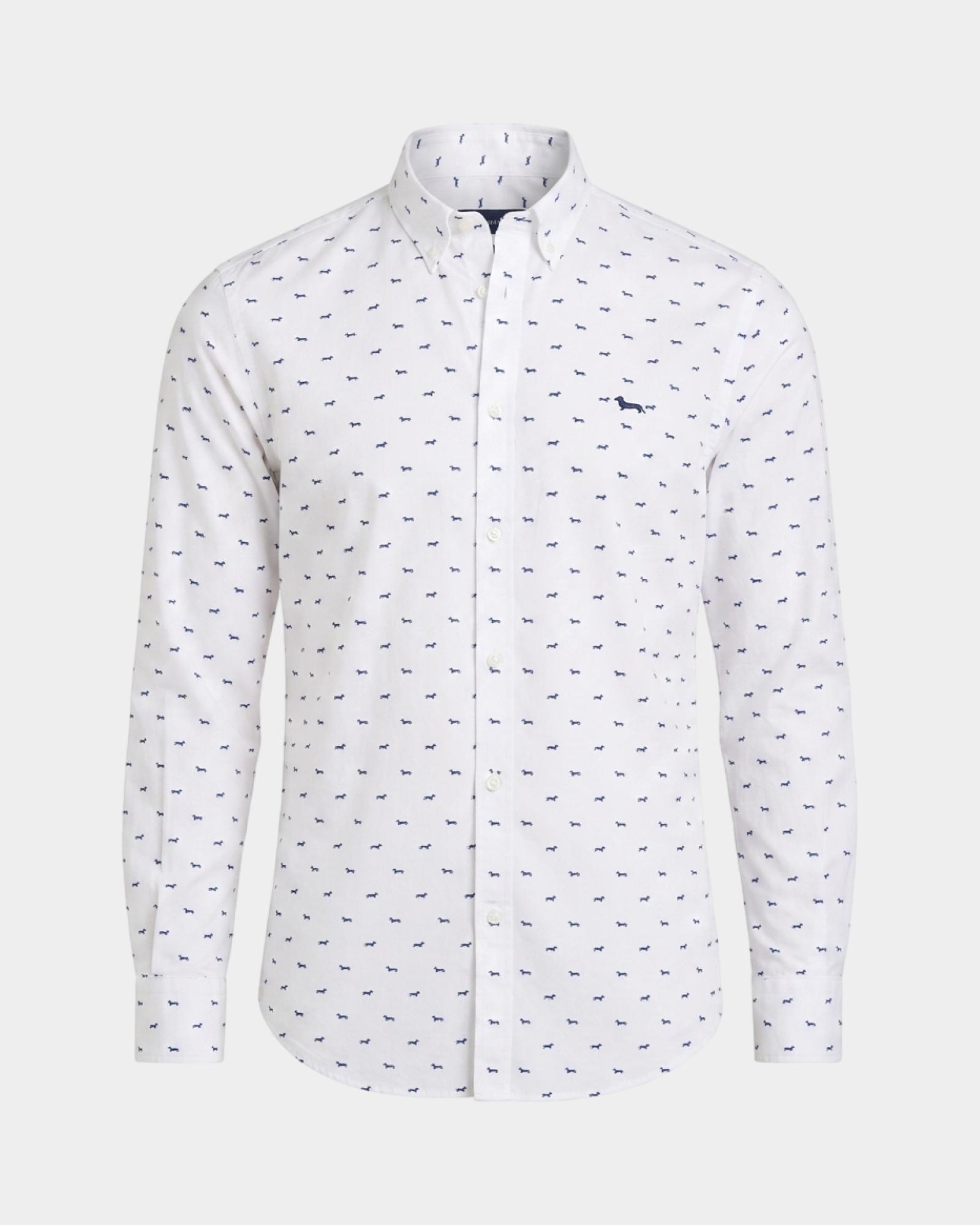 Men's regular-fit shirt with all-over dachshund print, NAVY BLUE, large