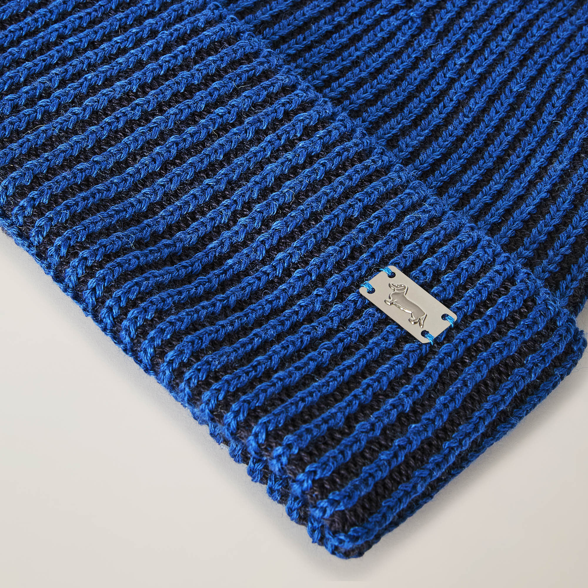 Berretto Corto In Misto Lana A Costine, Blu Navy, large image number 1