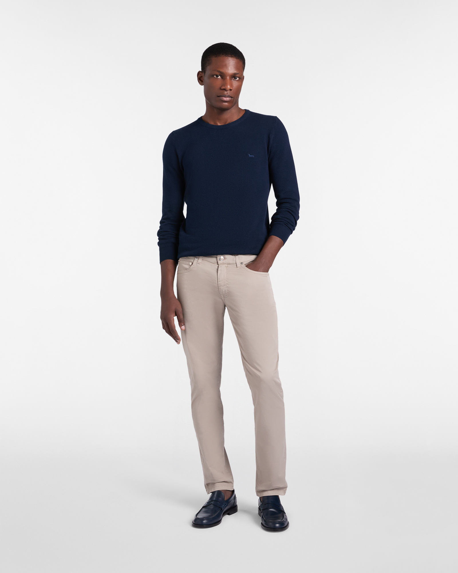 Jersey cuello redondo con tejido en 3D, Azul, large image number 3