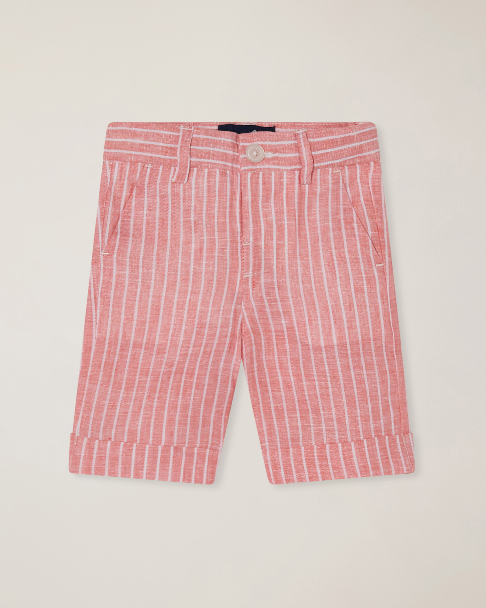 Striped linen bermuda shorts, Dark Pink, large