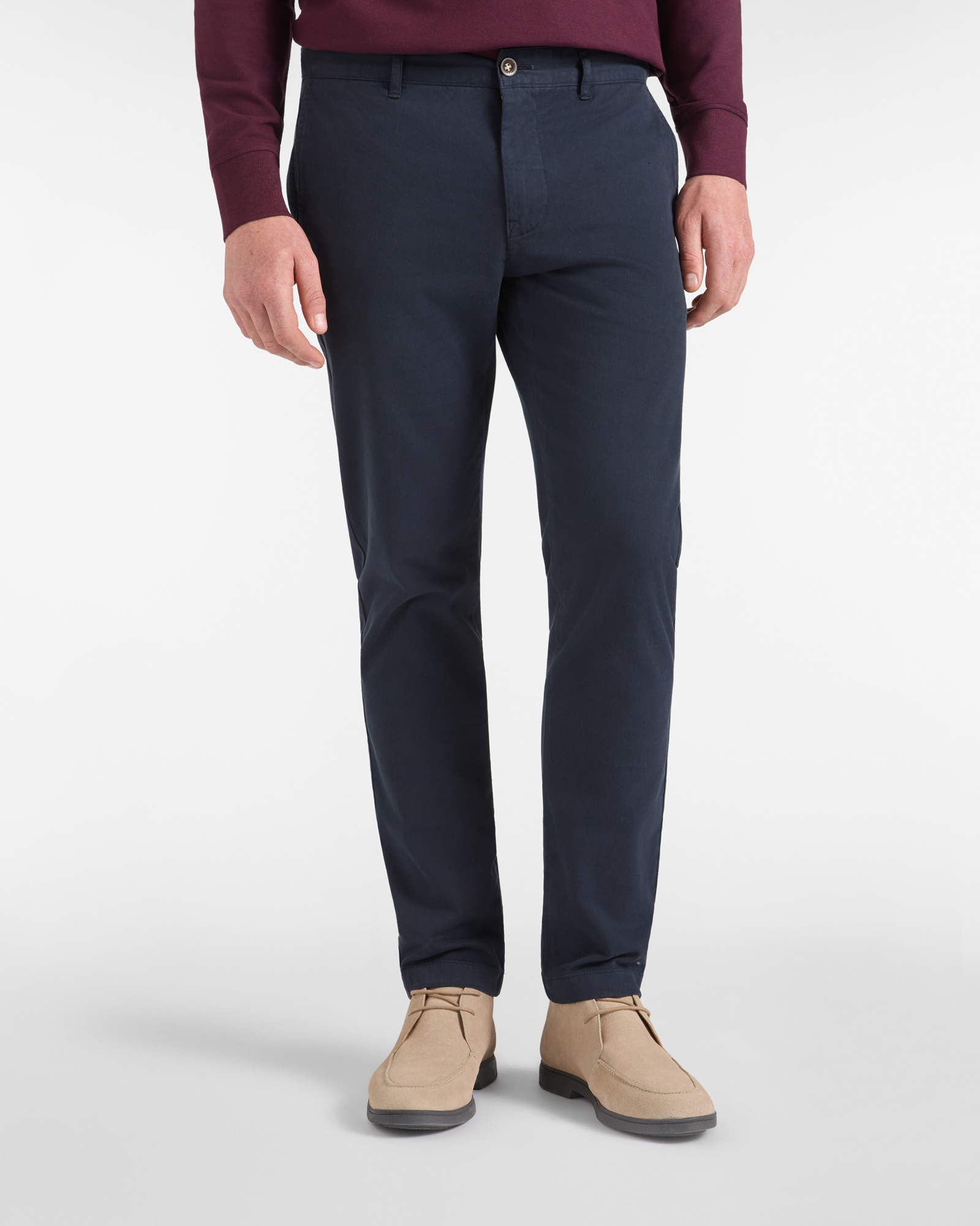 Pantalone Chino HBJ Uomo Narrow Fit in Gabardina di Cotone Stretch Blu Scuro