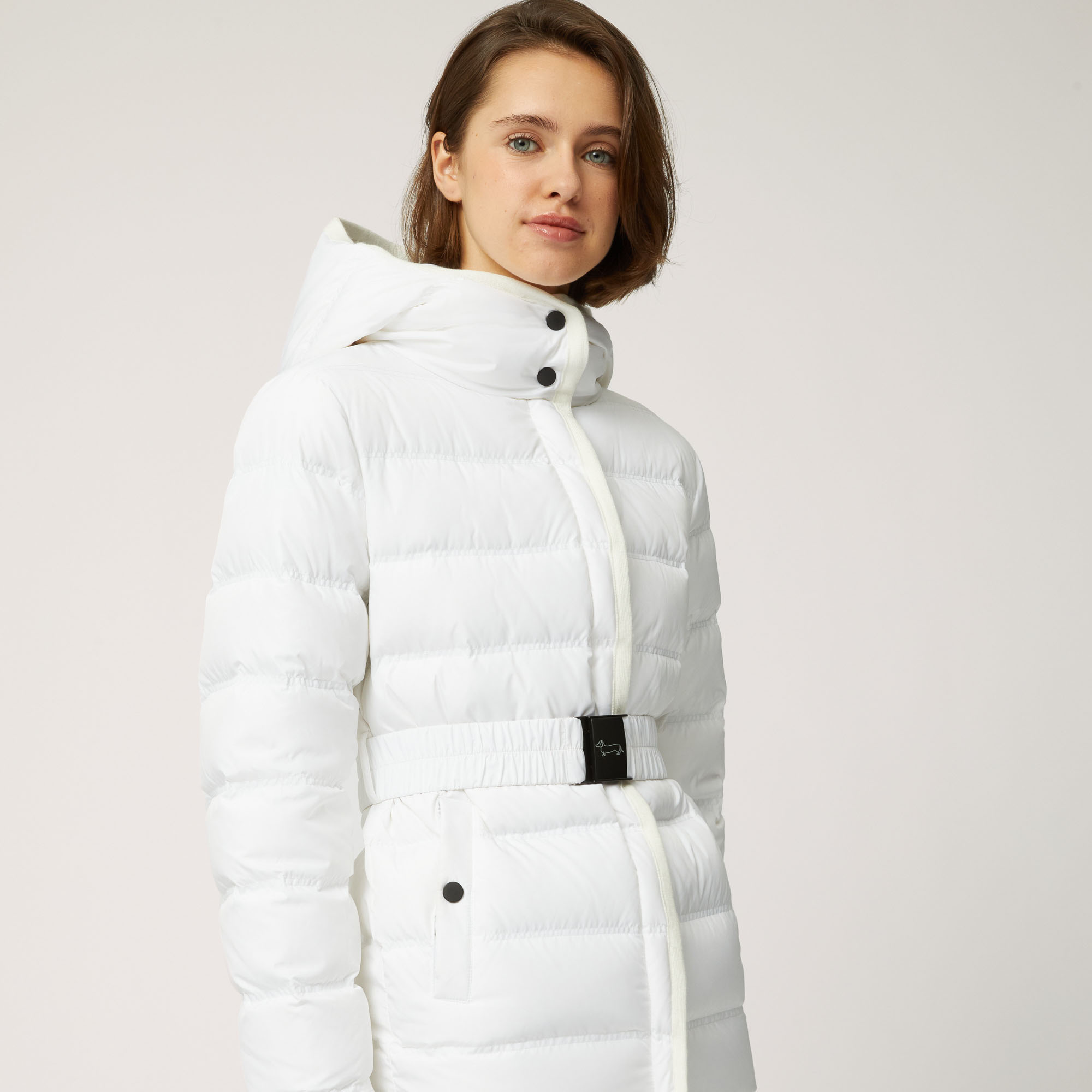 Kurze Wattierte Jacke Mit Gürtel, Weiß, large image number 2
