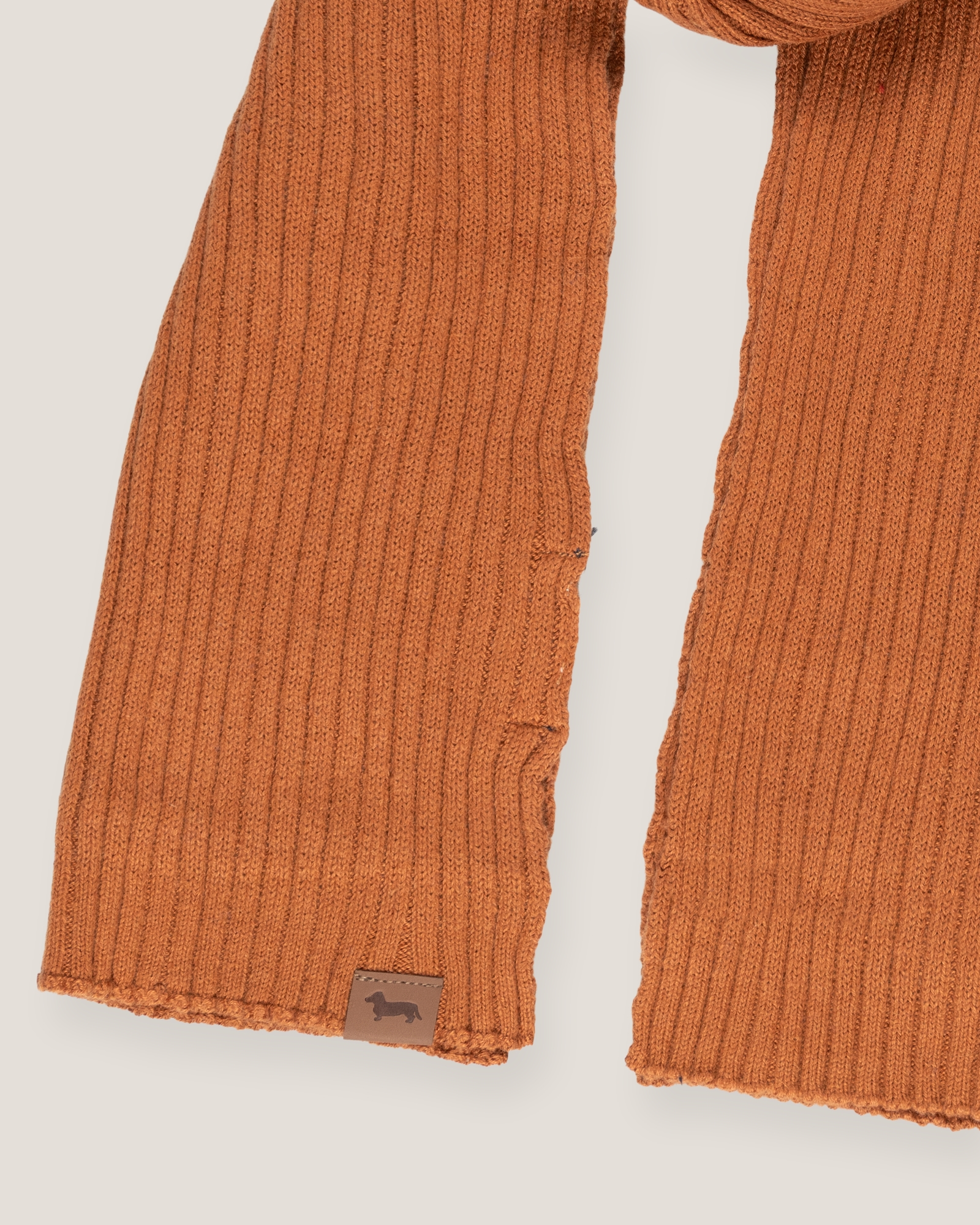 Ribbed wool blend scarf, Terracotta, large