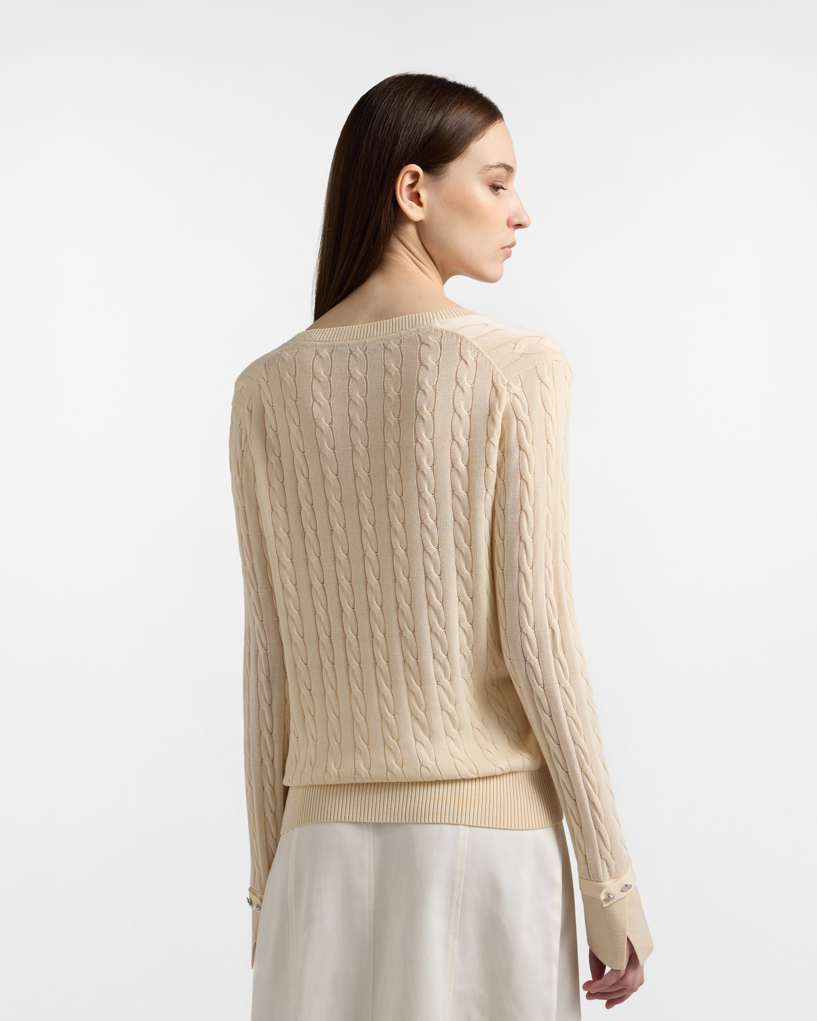 V-neck cable pullover