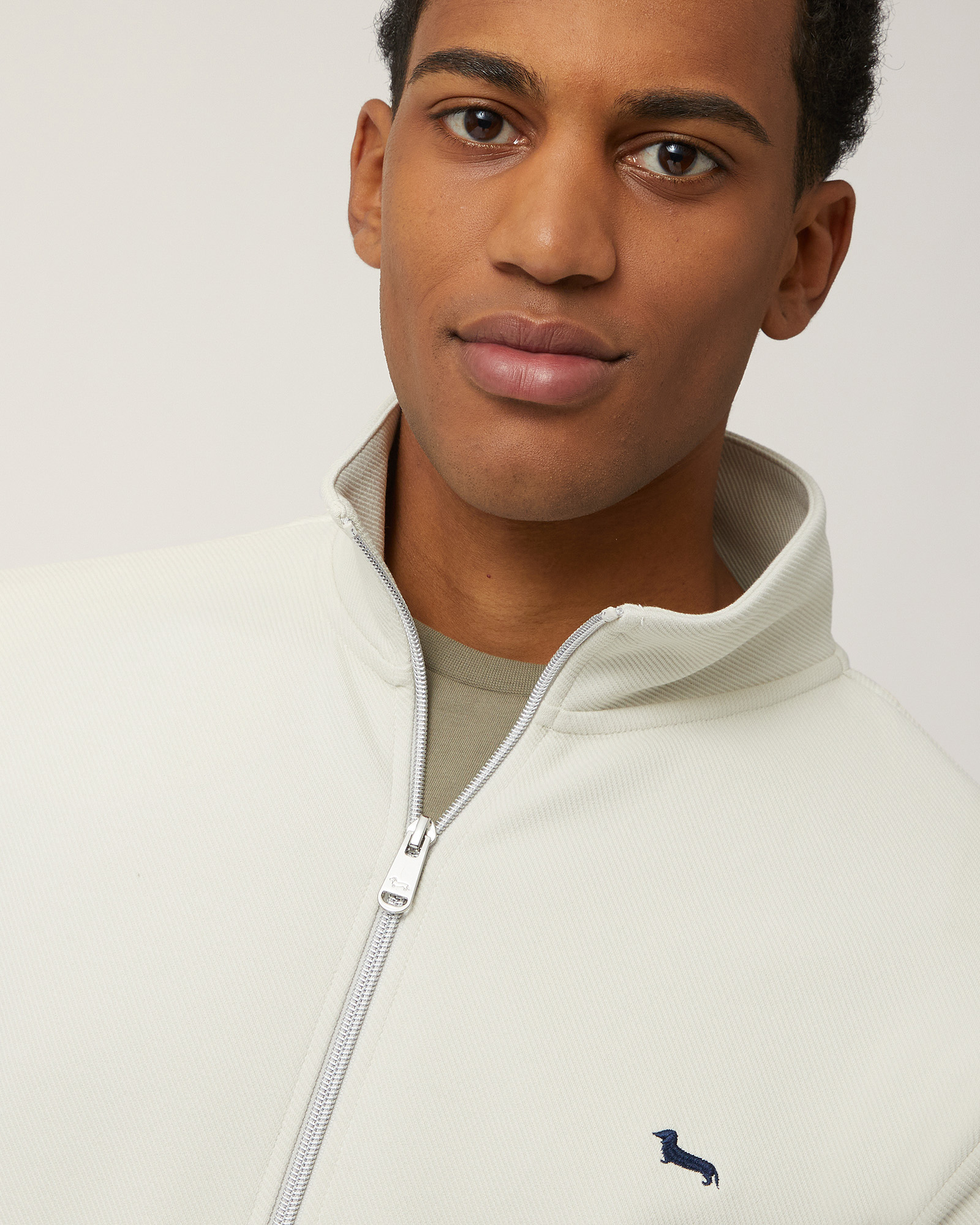 Full-Zipper Sweatshirt with Striped Details, Beige, large image number 2