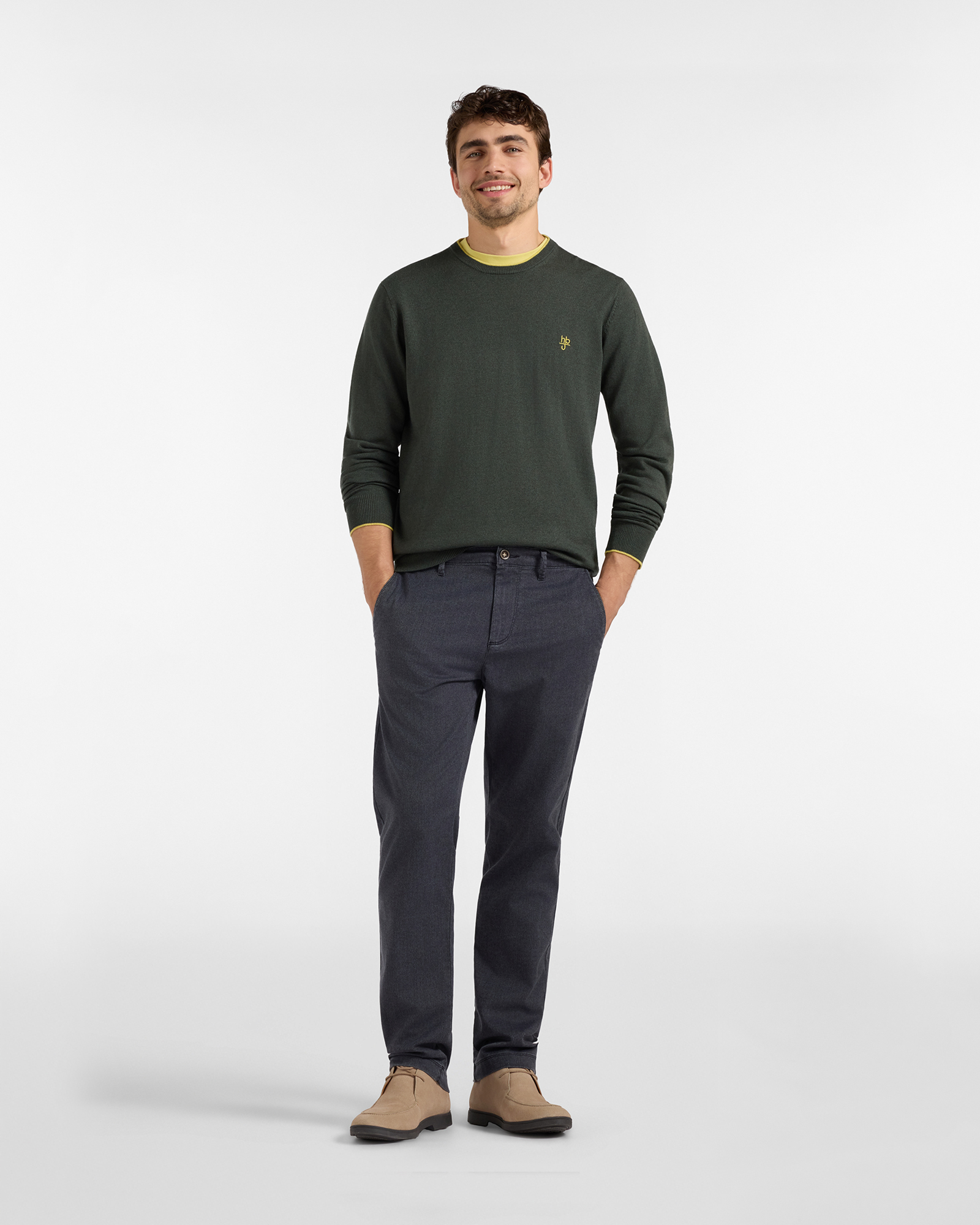 Maglia Girocollo HBJ Uomo in misto lana, VERDE, large