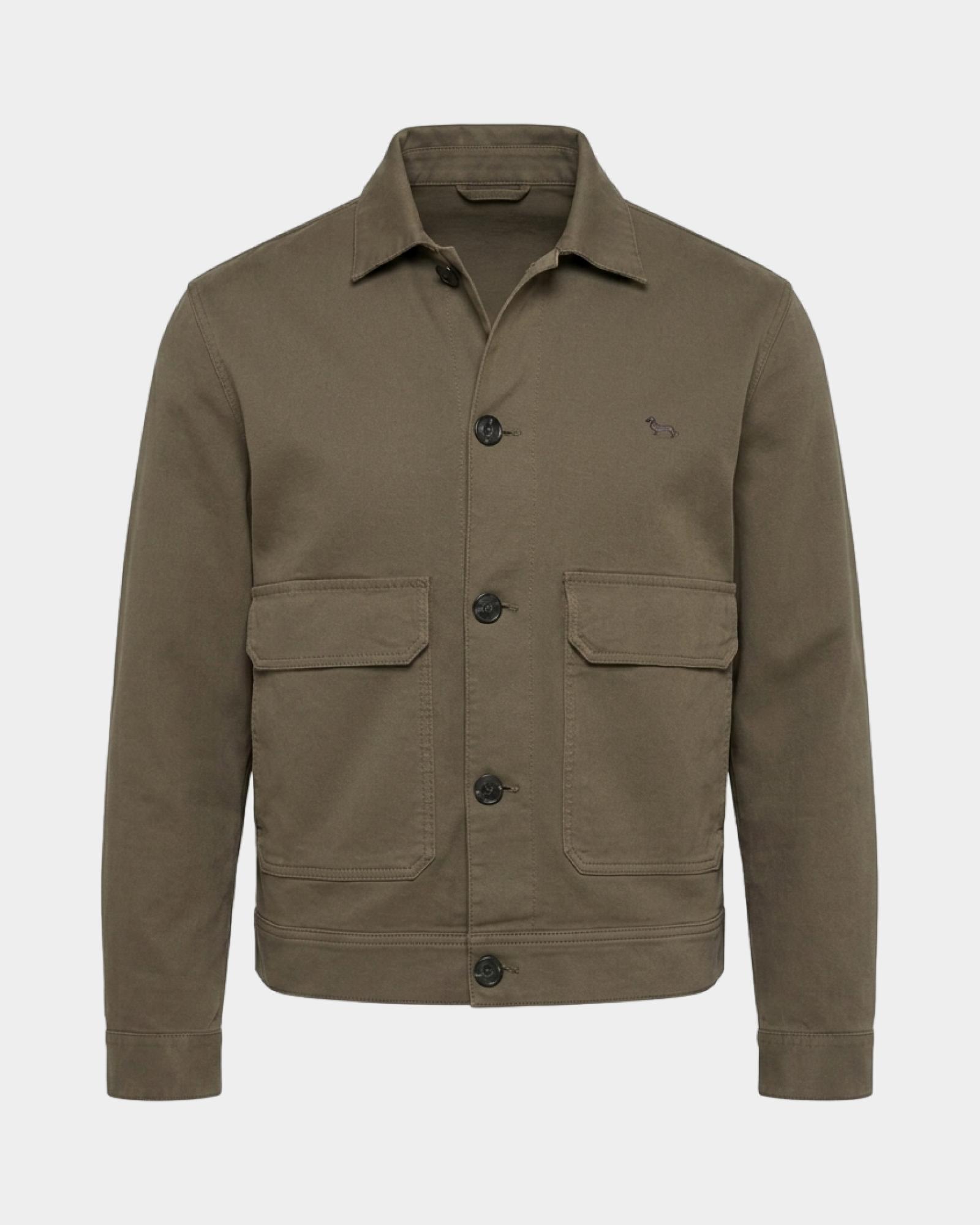 Giubbino da uomo in cotone cavalry  con tasche a patta, VERDE PETROLIO, large