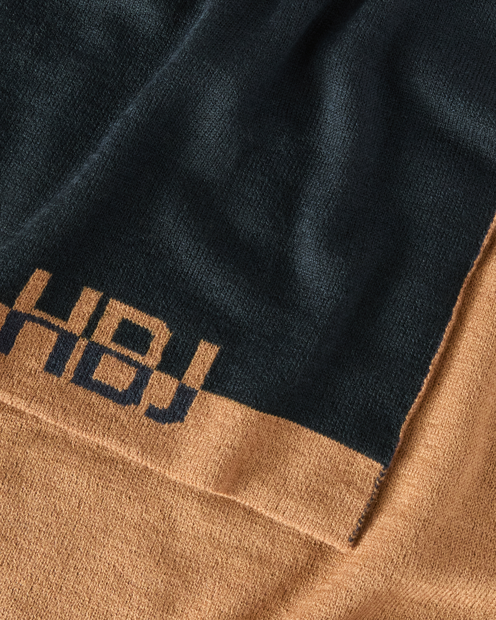 Sciarpa in Misto Lana con Maxi Logo Jacquard, Blu Scuro, large image number 2