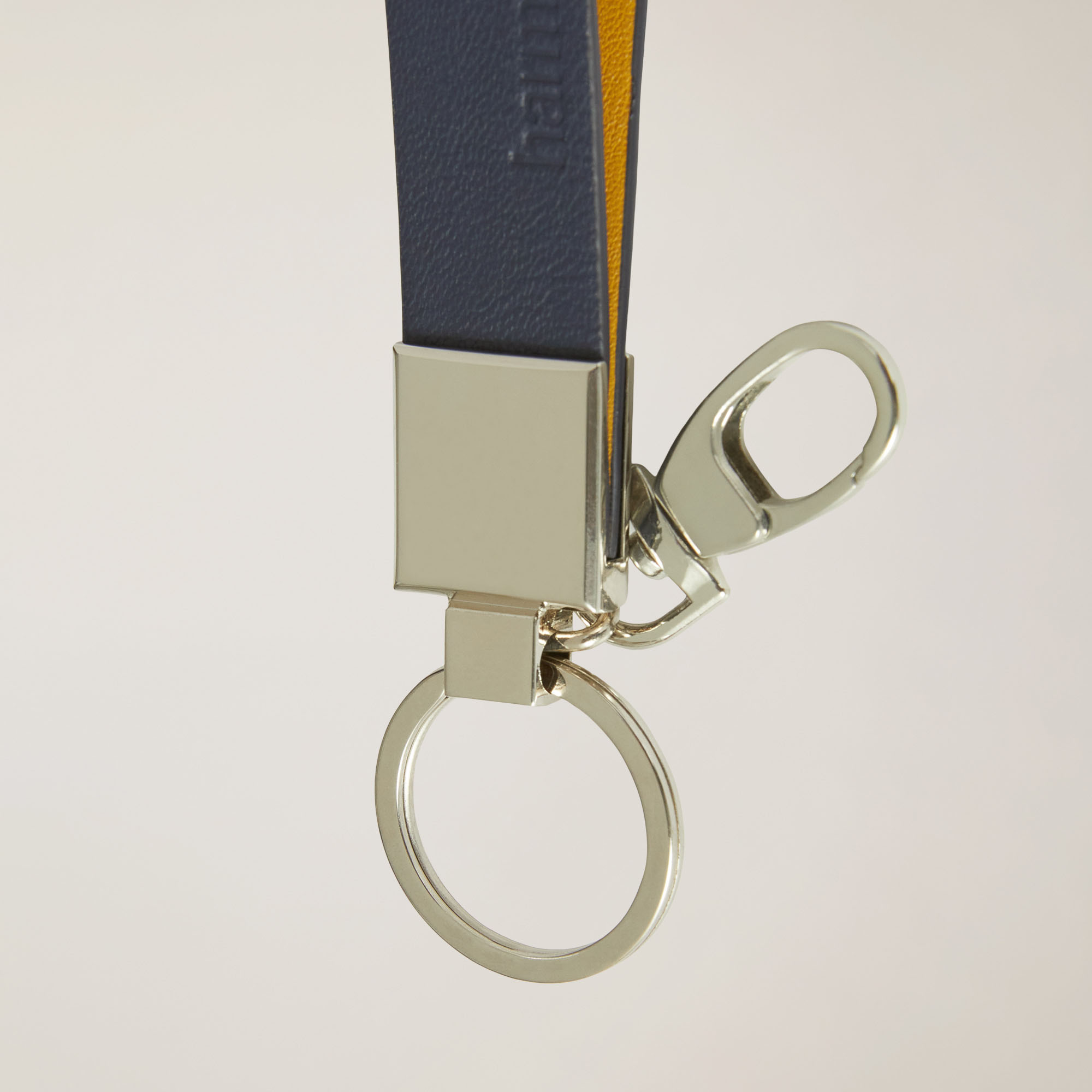 Portachiavi In Vera Pelle, Blu Navy, large image number 1
