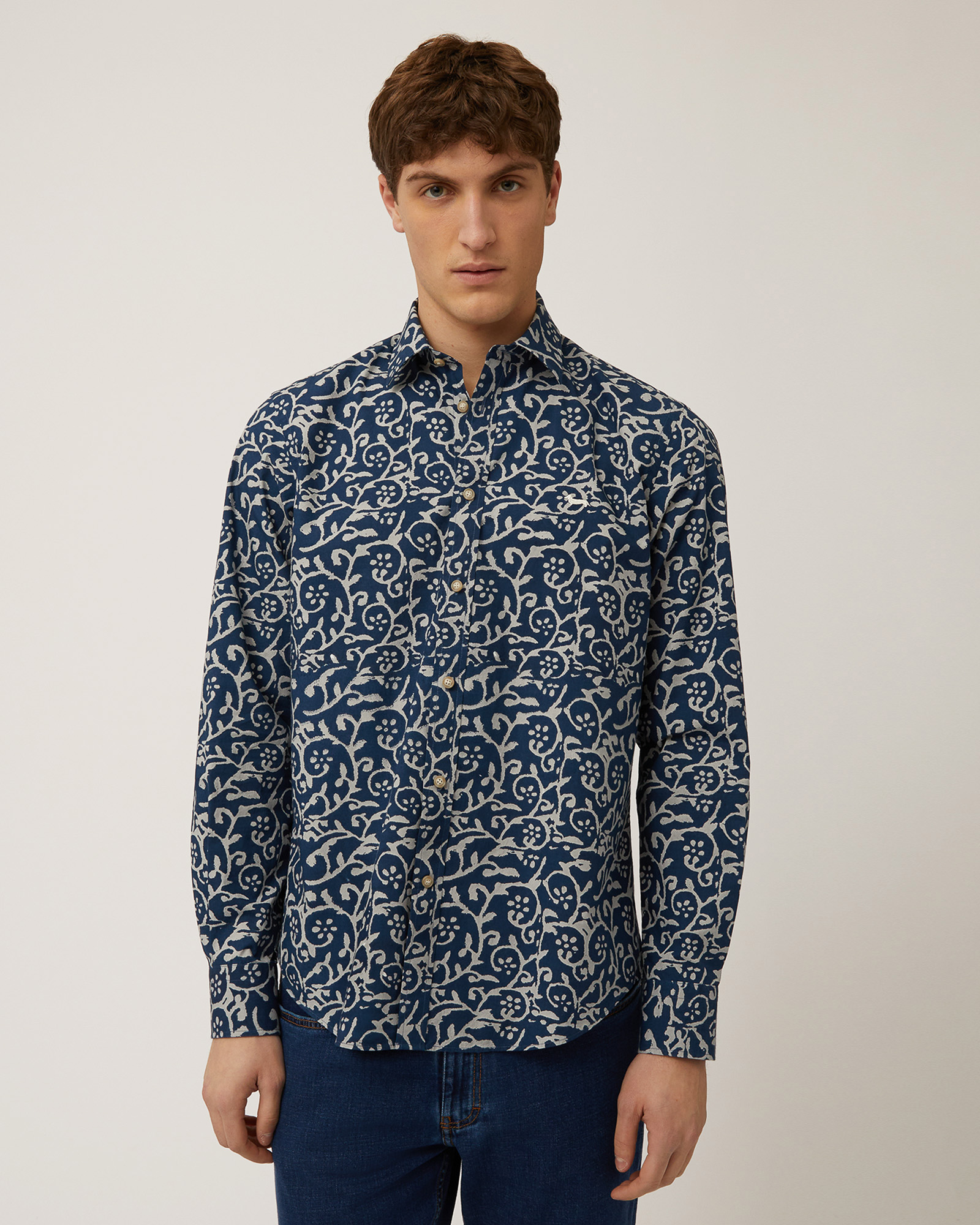 Shirt with All-Over Pattern, Dark Lavender, large image number 0