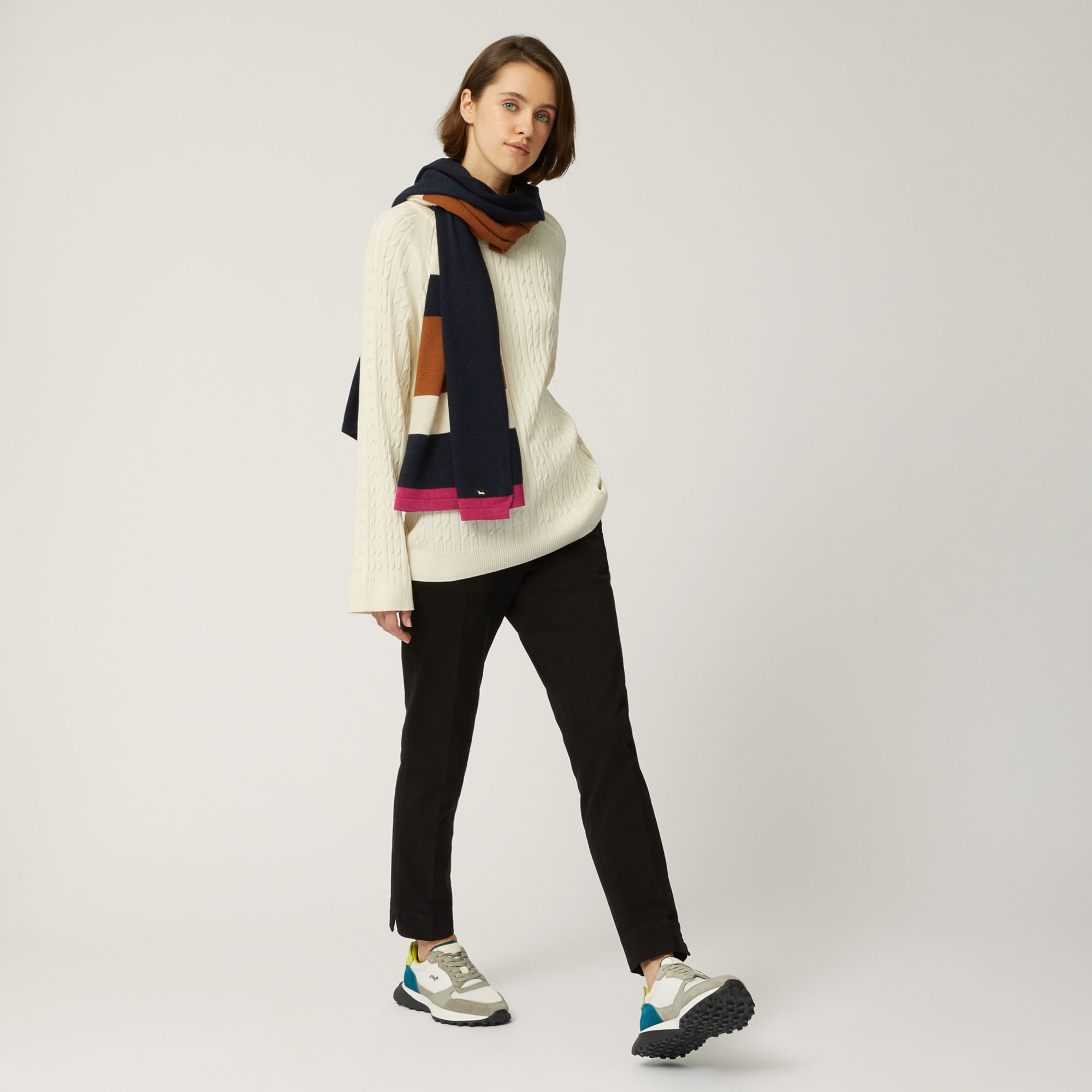 Braided Crew-Neck Pullover, White, large image number 3