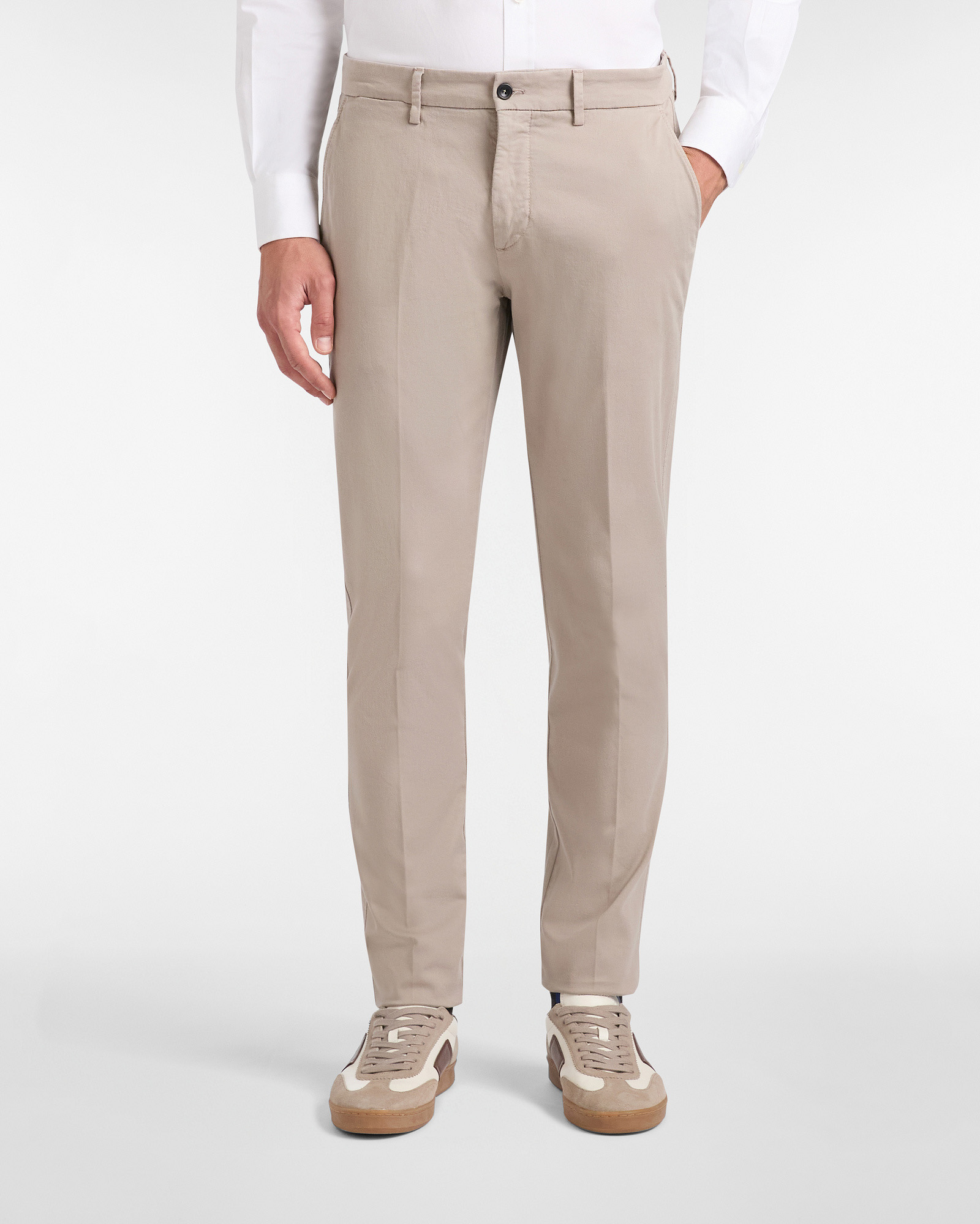 Pantalones Essentials de algodón elástico, Beige, large