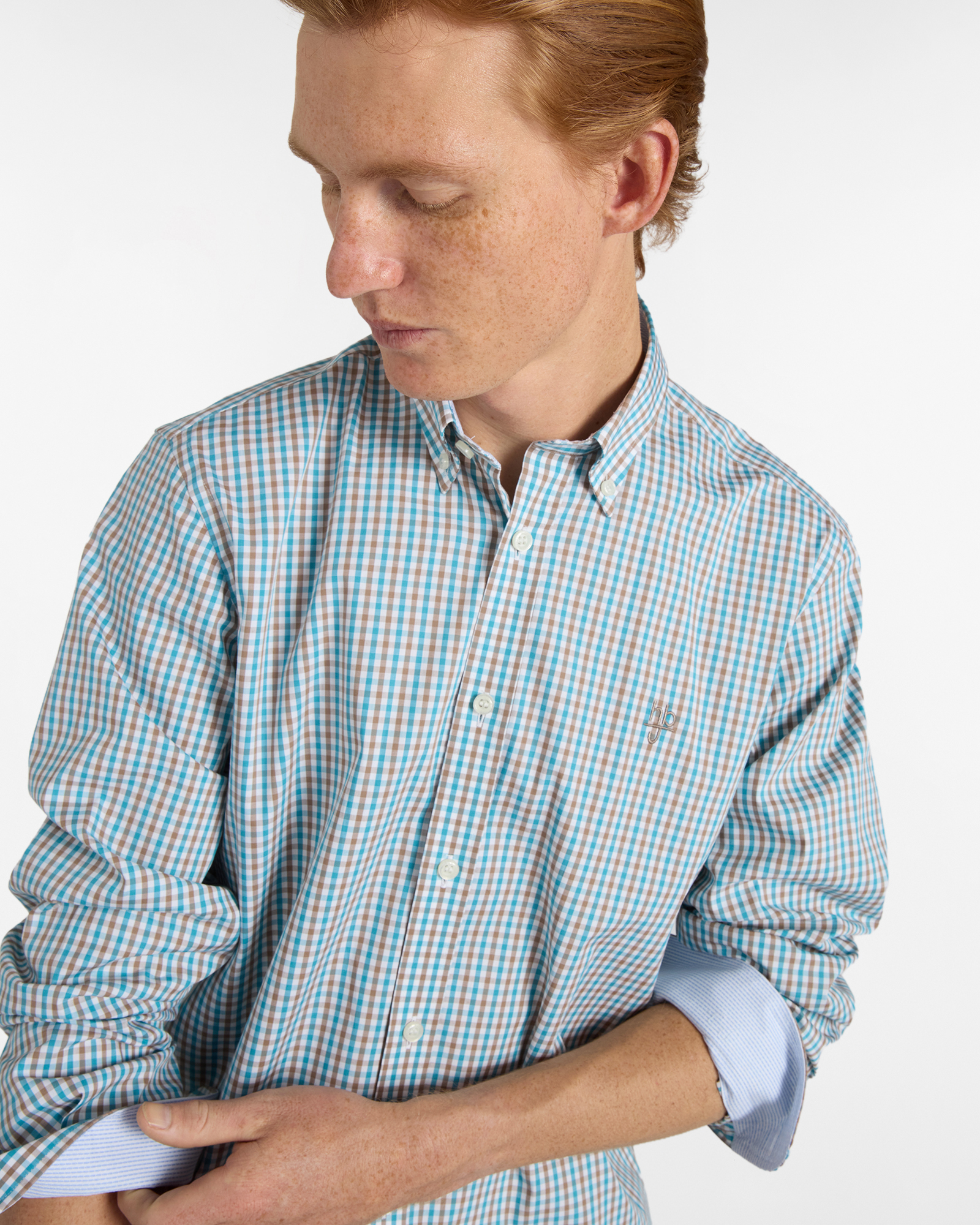 Camicia Uomo Micro Check Regular Fit, Verde chiaro, large image number 2