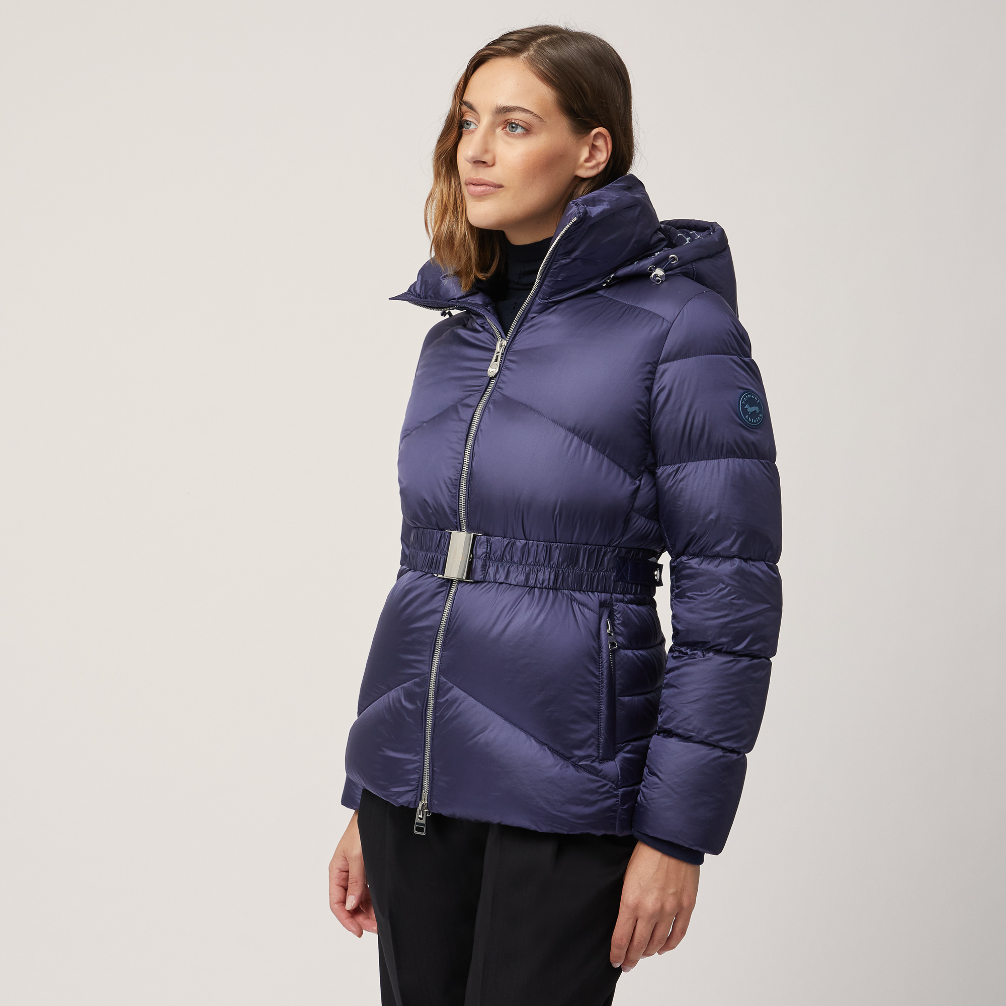 Belted Jacket in Blue Luxury Italian Coats and Jackets Harmont Blaine