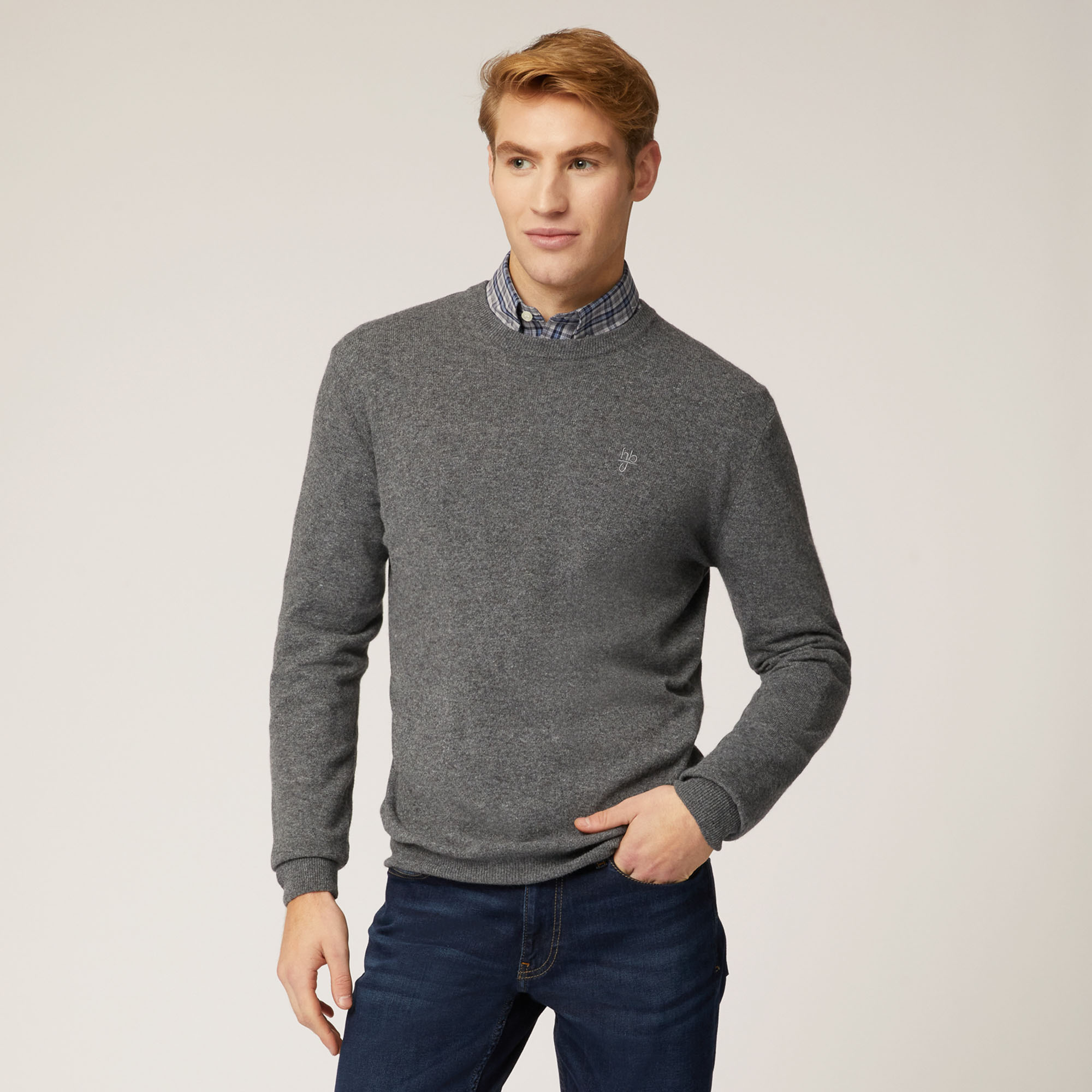 Pullover Girocollo Hbj, Grigio, large image number 0