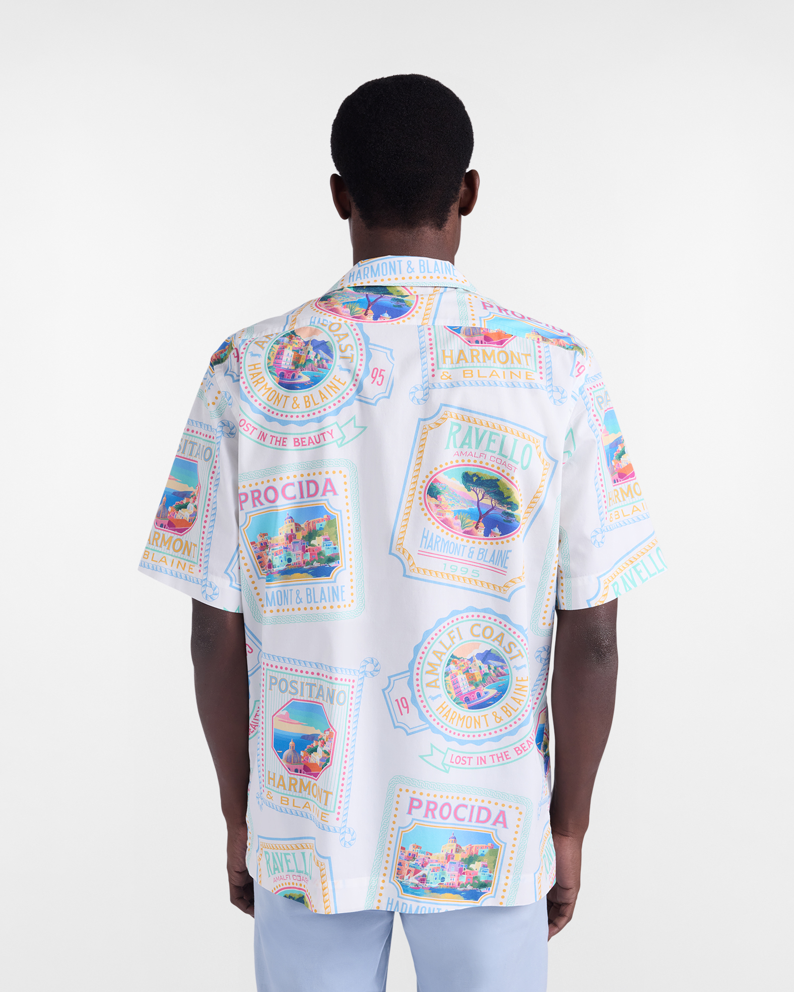 Men's Postcard capsule bowling shirt, White, large image number 2