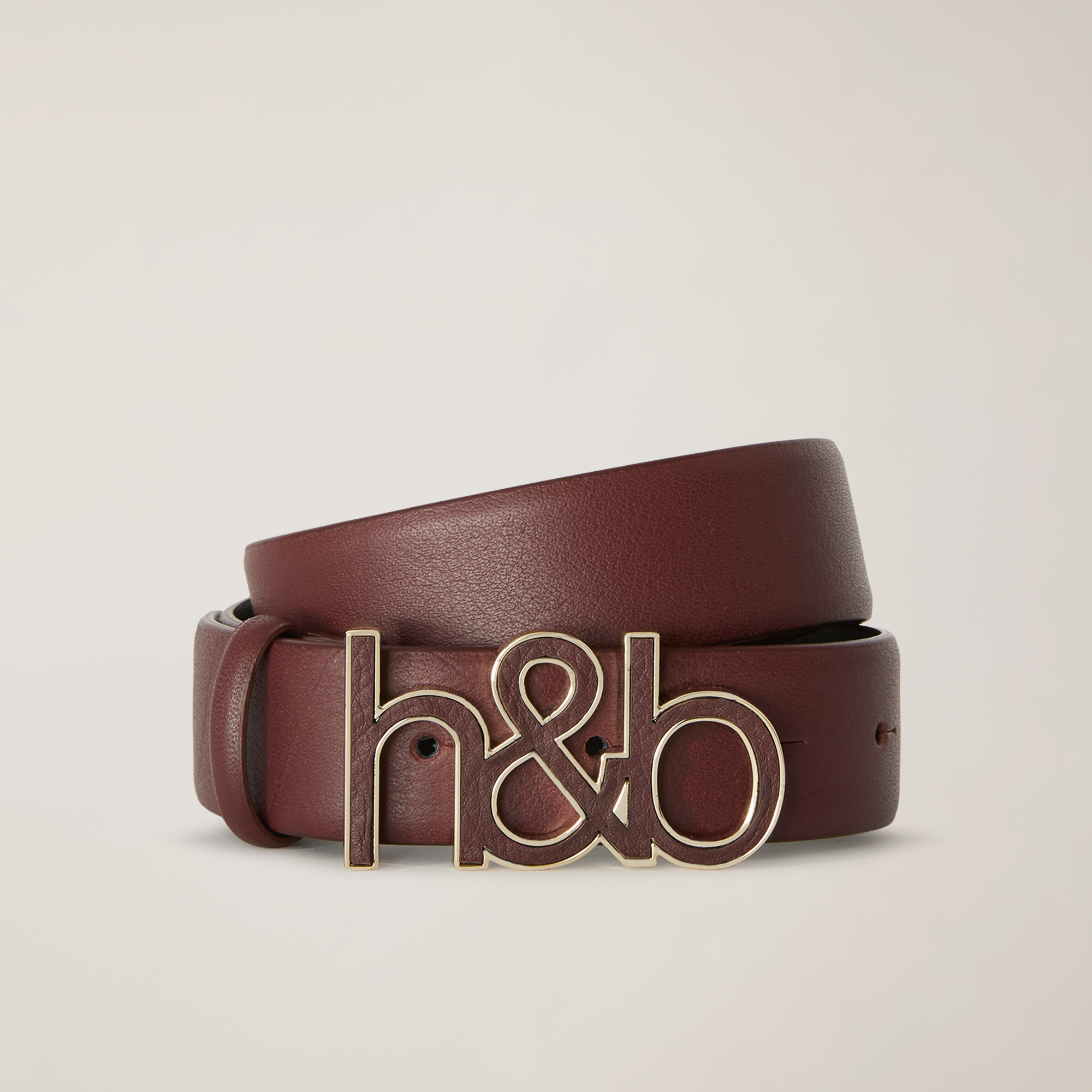 Monogram Leather Belt, Brown, large