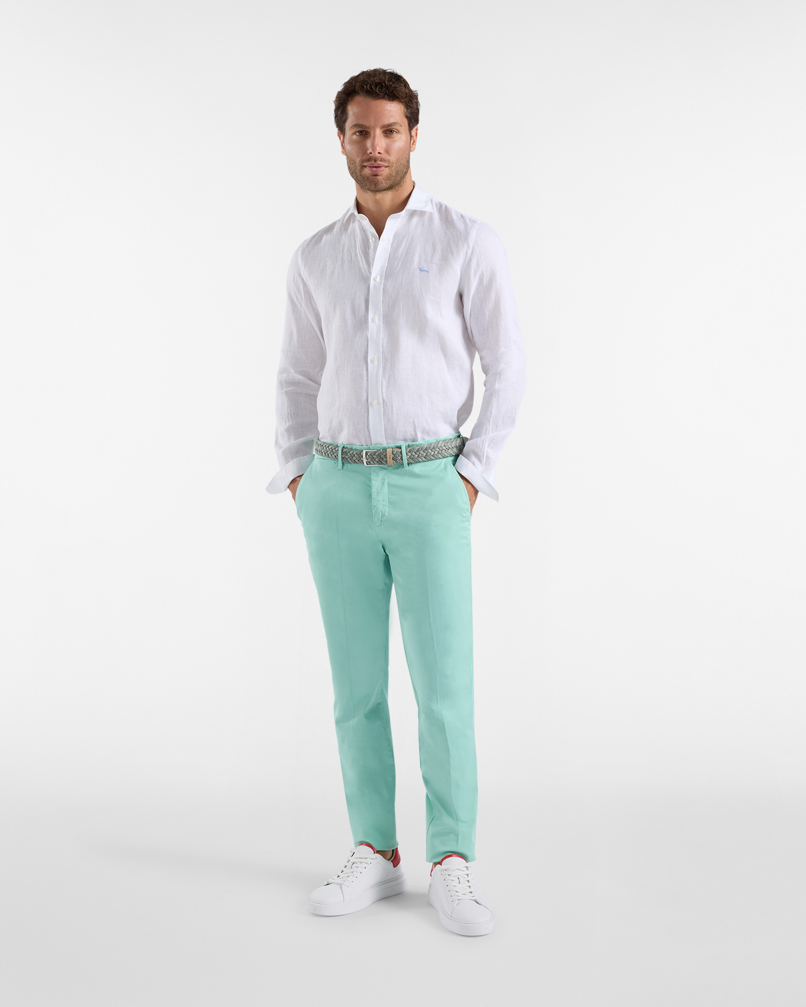 Men's narrow-fit basic chino trousers, Green, large image number 3