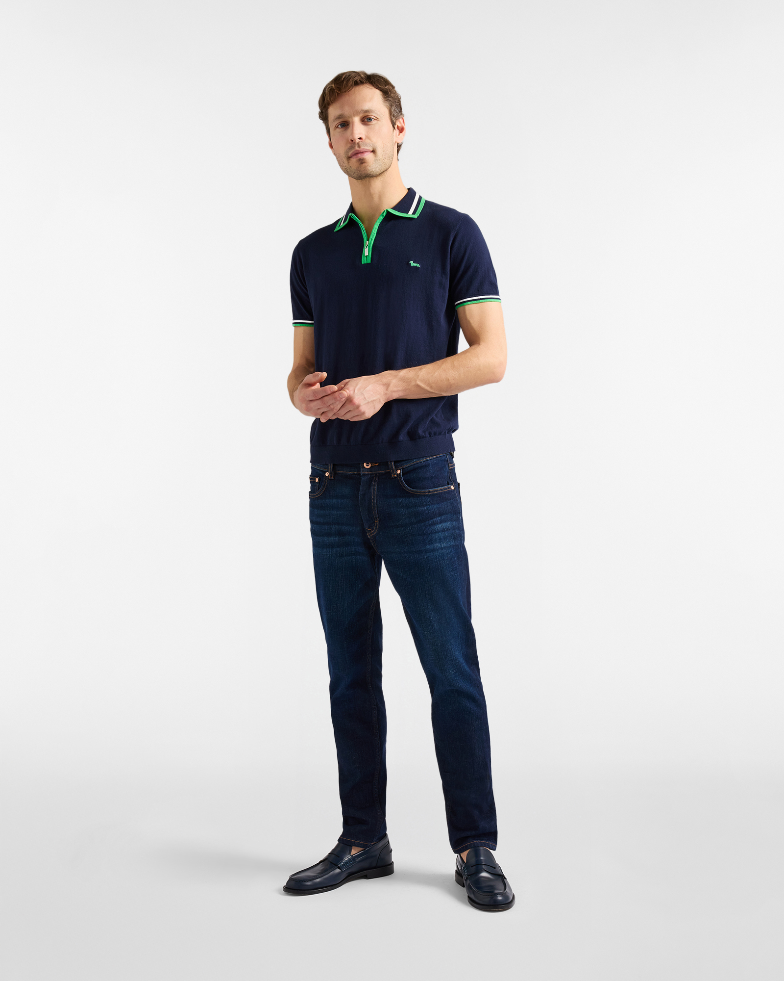 Knit polo shirt with zip, Blue, large image number 3