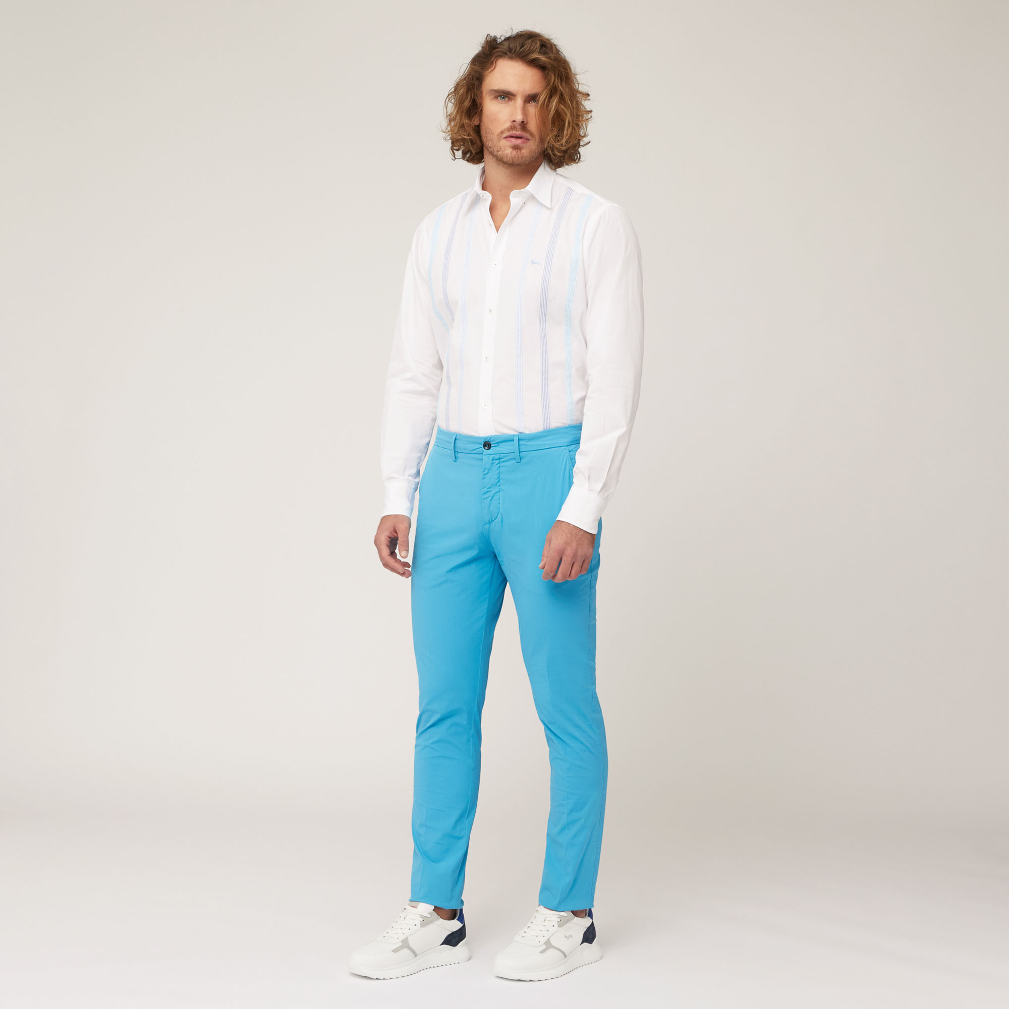 Pantaloni Chino Narrow Fit, Turchese, large image number 3