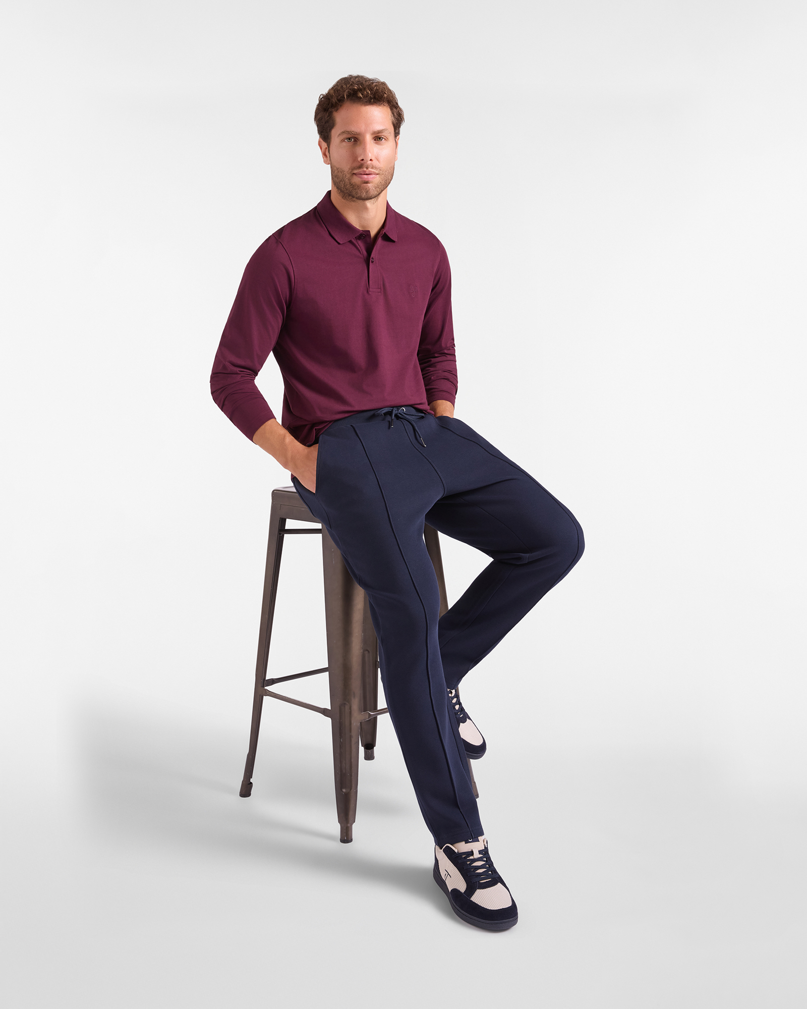 Polo HBJ Uomo in Jersey di Puro Cotone, PRUGNA, large