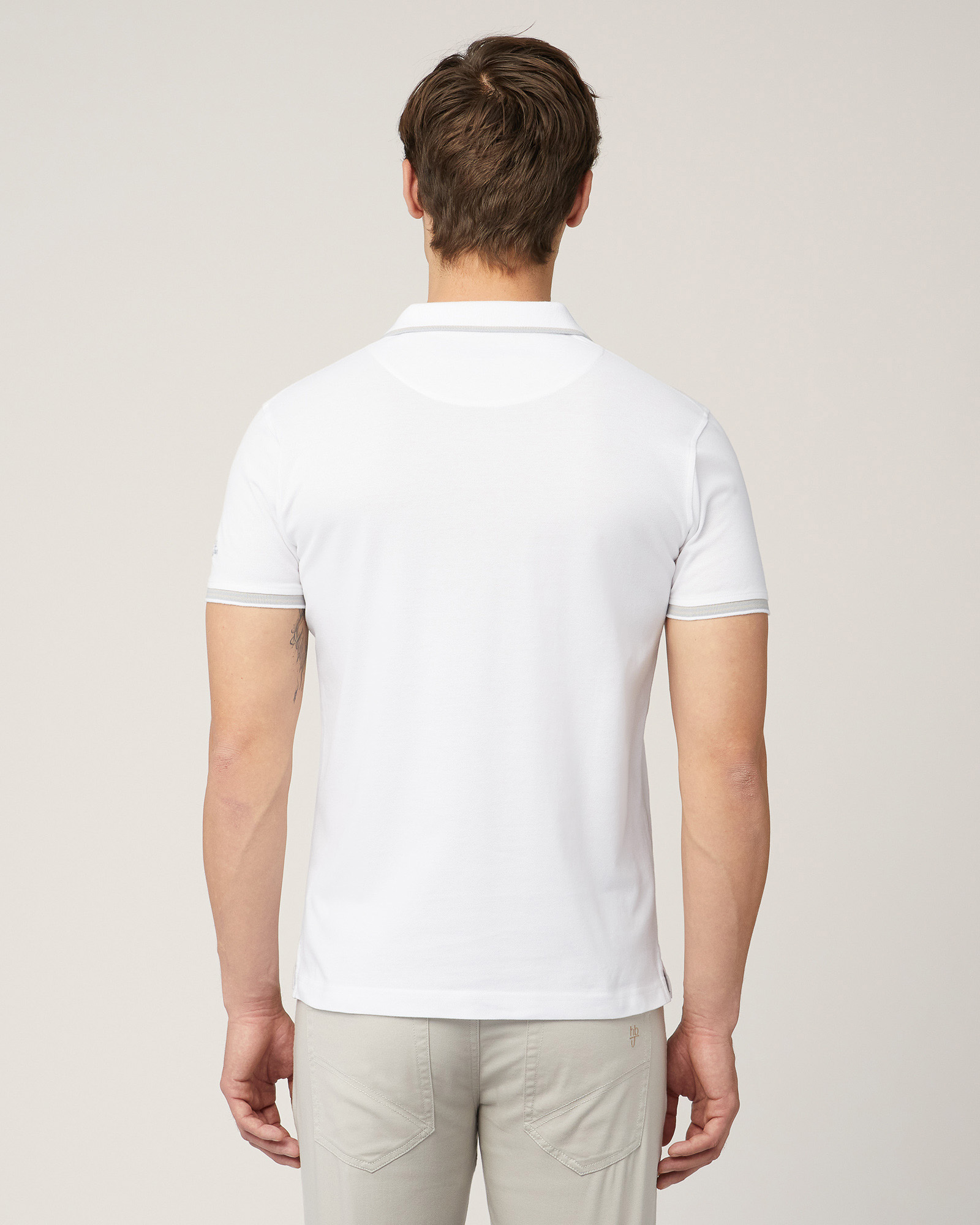 Polo with Contrasting Stripes, White, large image number 1