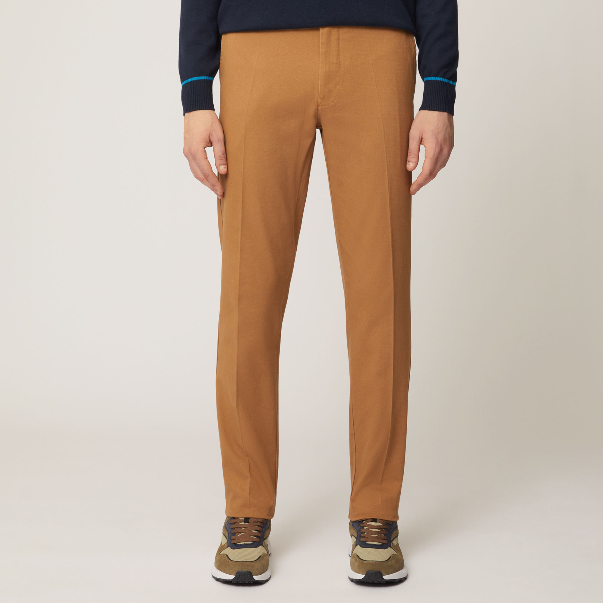 Pantalone Chino Narrow In Twill Pesante Di Cotone, Marrone, large image number 0