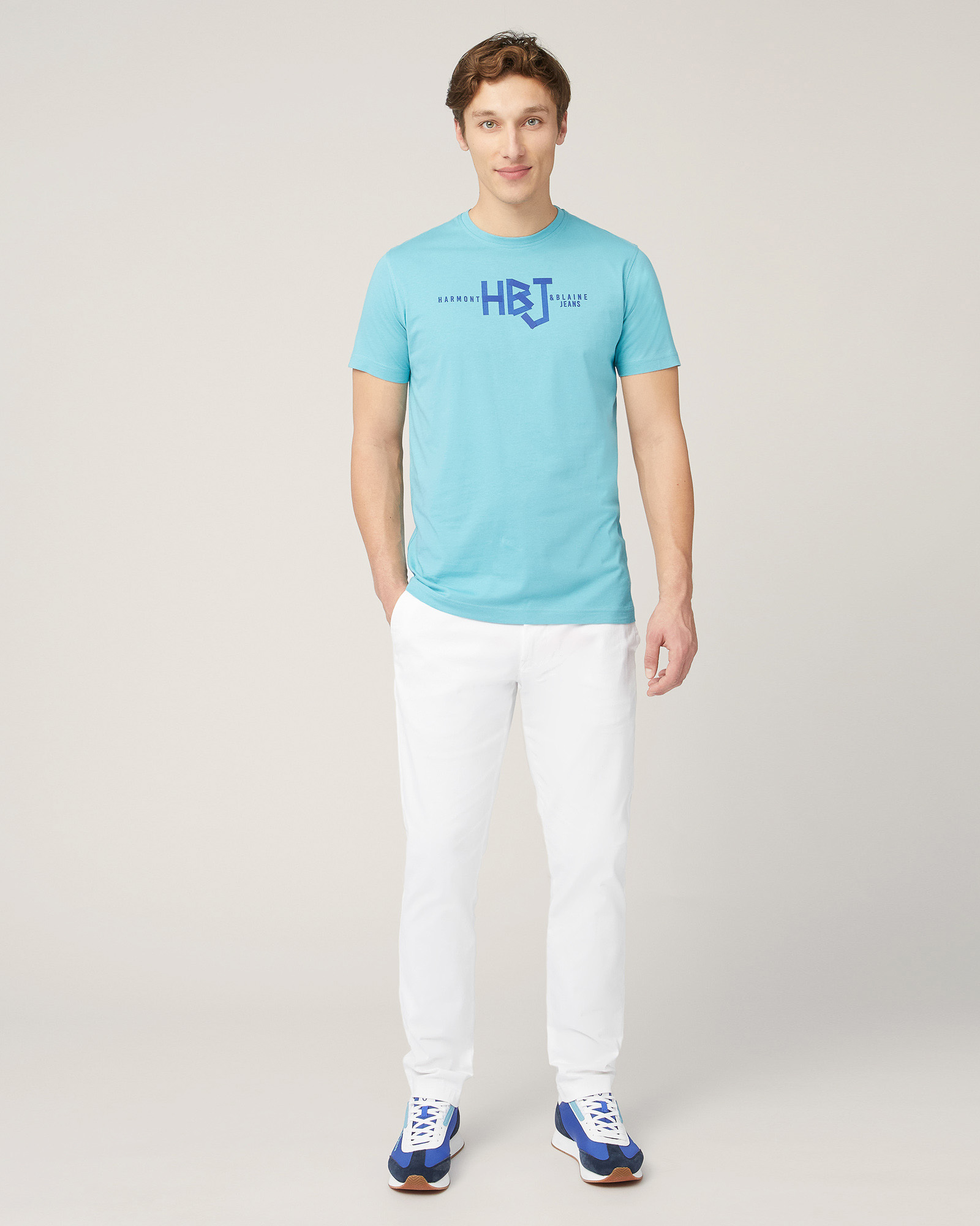 T-Shirt with Central Logo, Peacock Green, large image number 3
