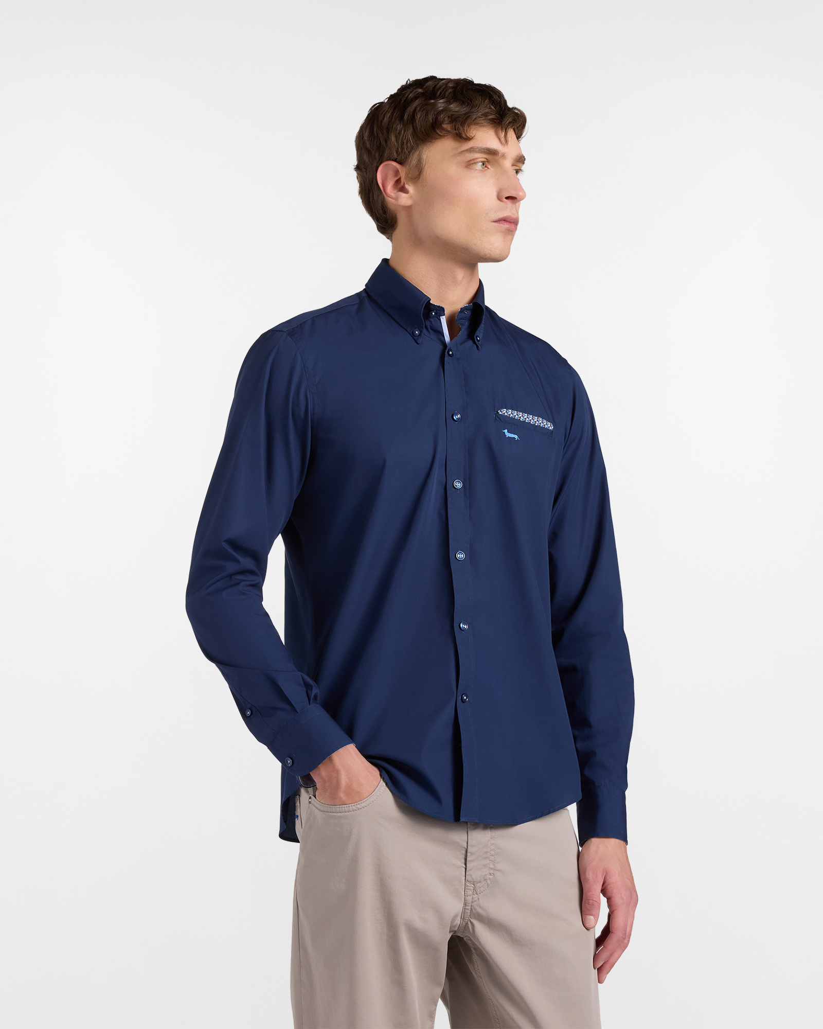 Harmont&Blaine - Camicia con pochette, Uomo, Blu Scuro, Taglia: L