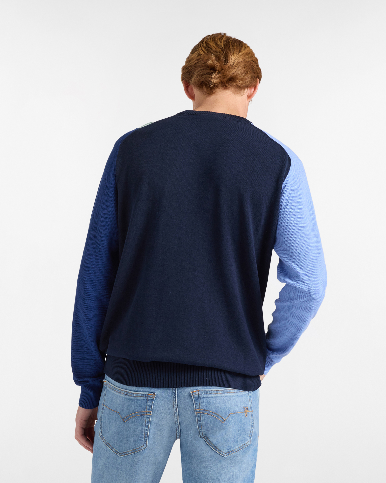 Girocollo Uomo  Color‑Block in Cotone