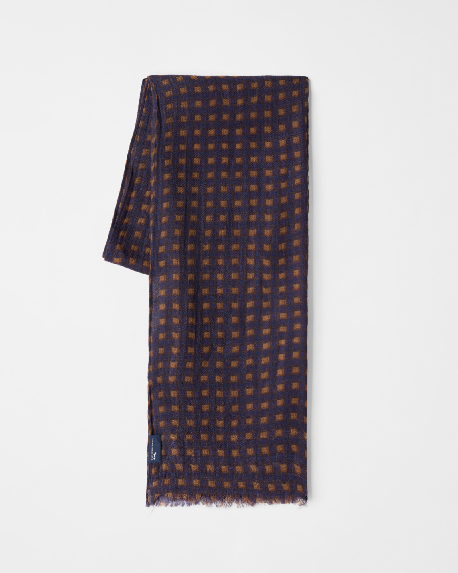 Men's wool scarf with multicolor gingham print