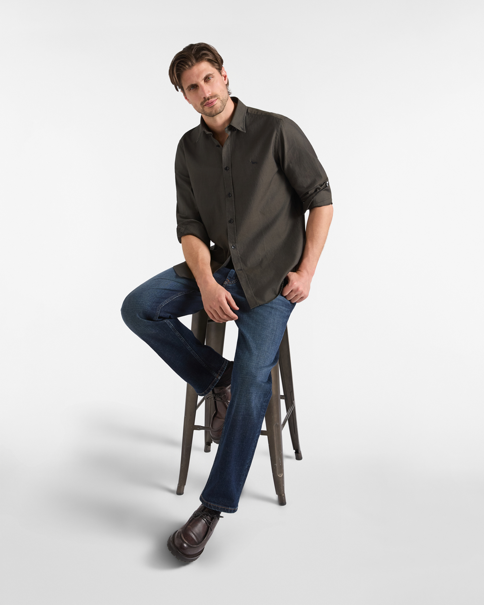 Men's regular-fit yarn-dyed Oxford shirt, GREEN, large image number 3