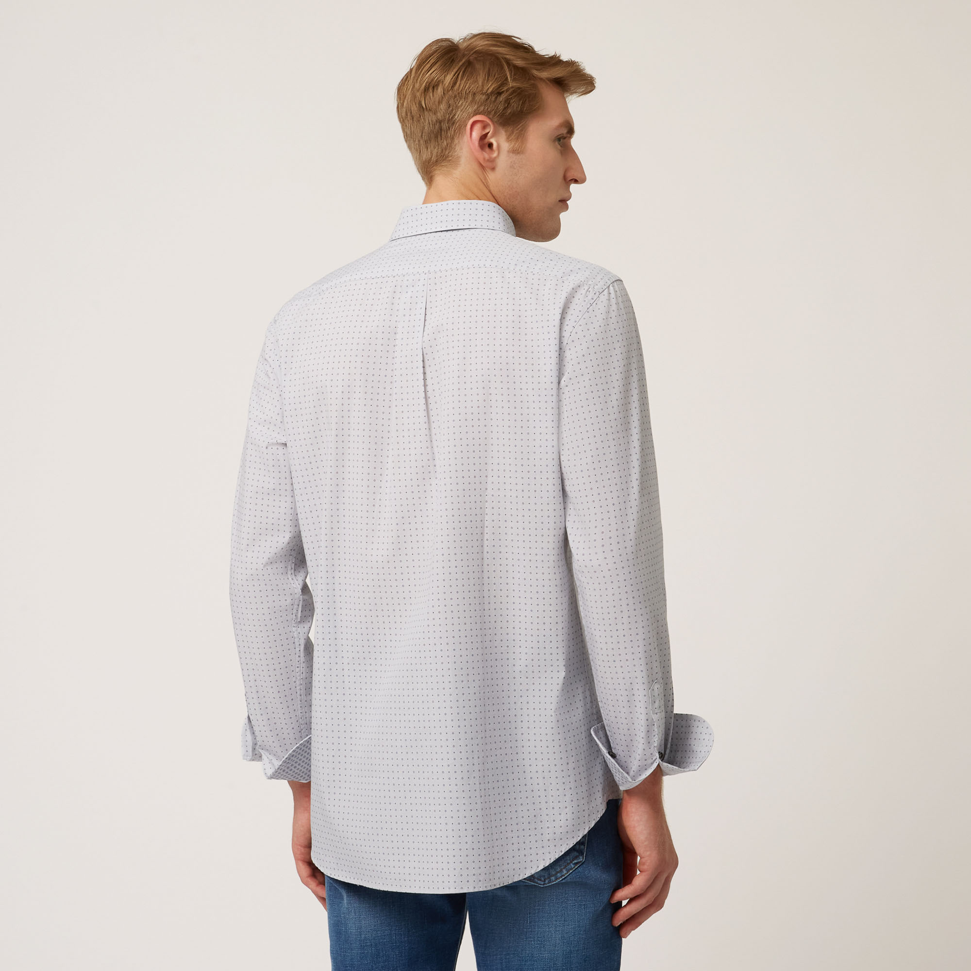 Shirt With Micro Pattern All Over And Contrasting Inner Detail, Gray, large image number 1