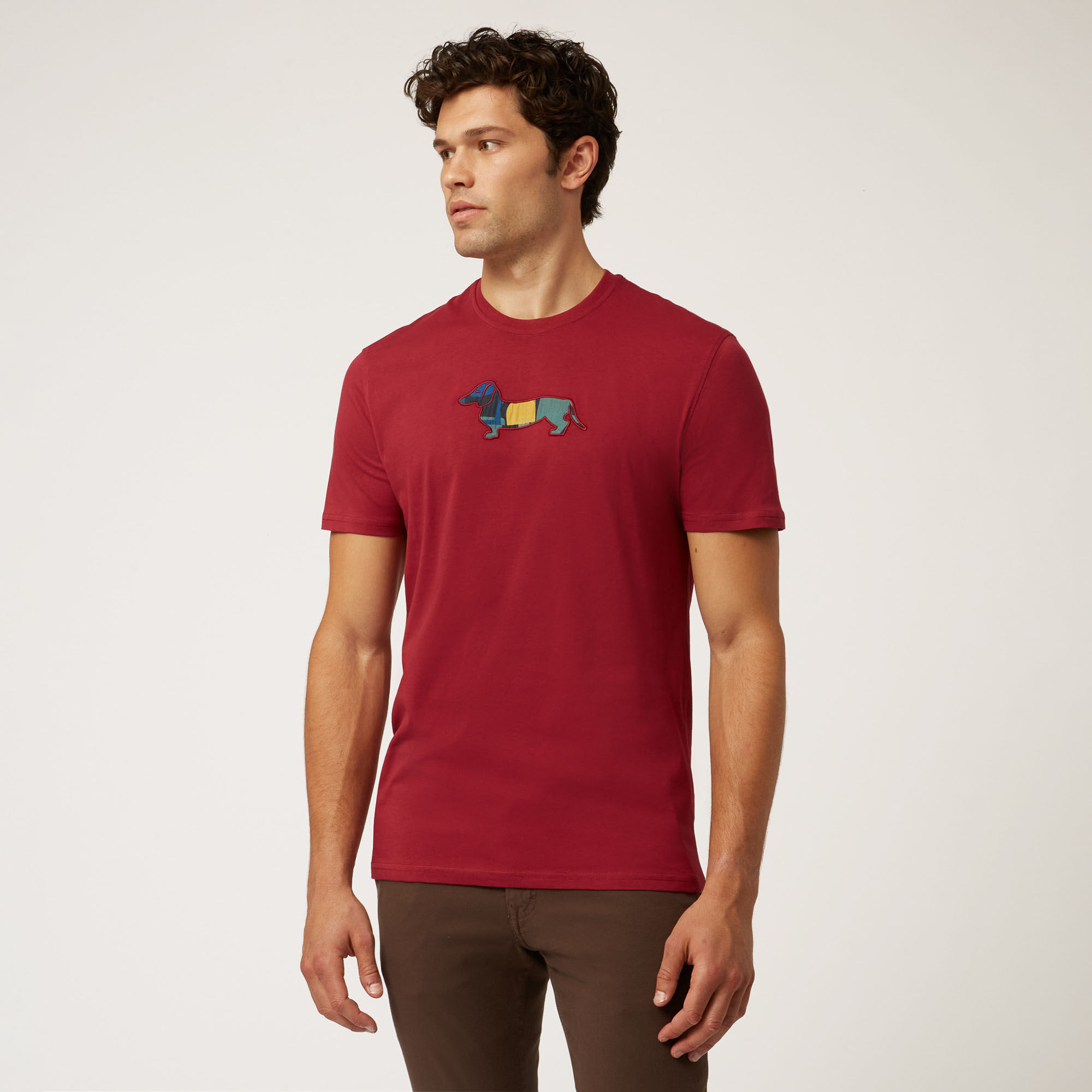 Camiseta De Algodón Con Teckel Multicolor, Rojo, large