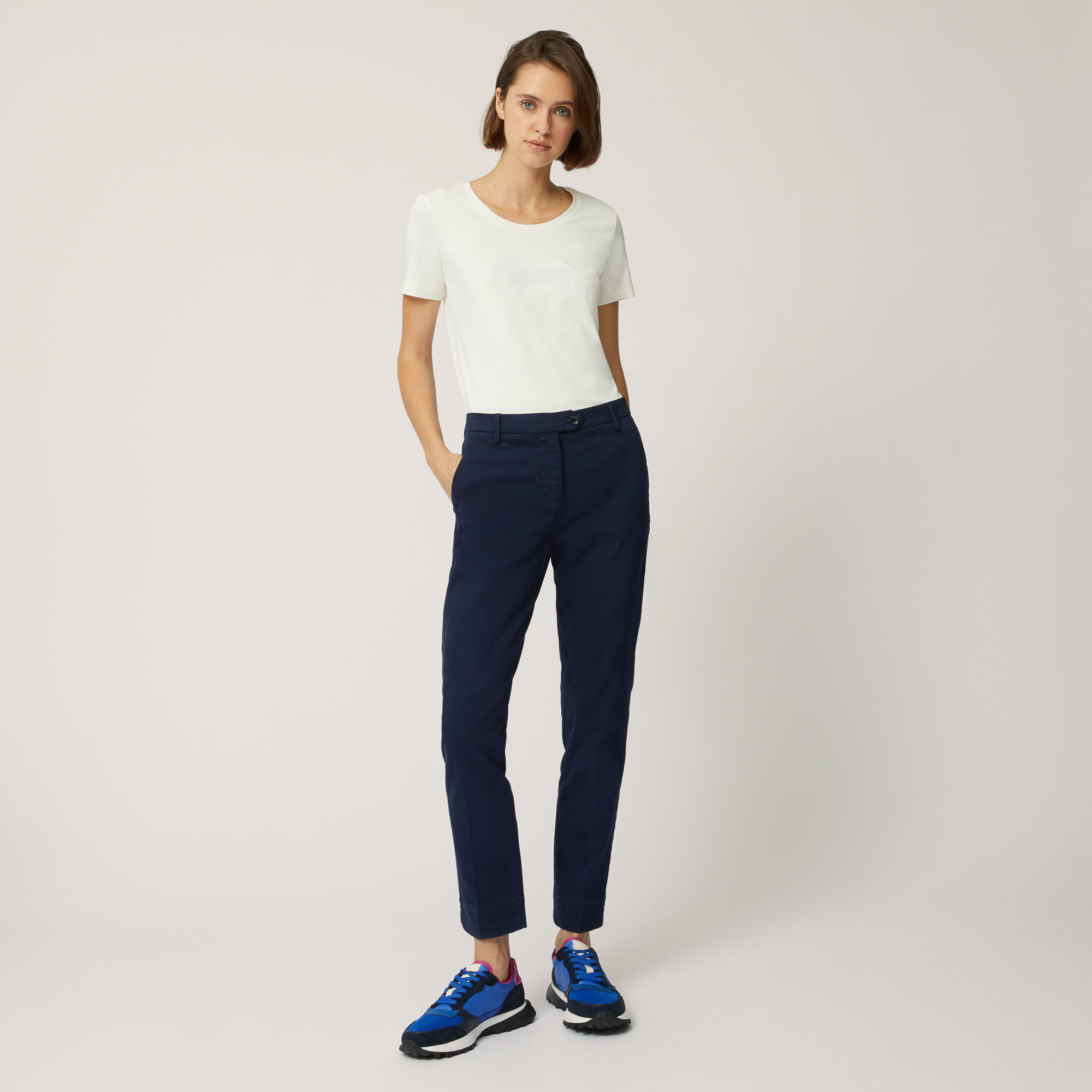 Stretch Cotton Chino Pants, Blue, large image number 3