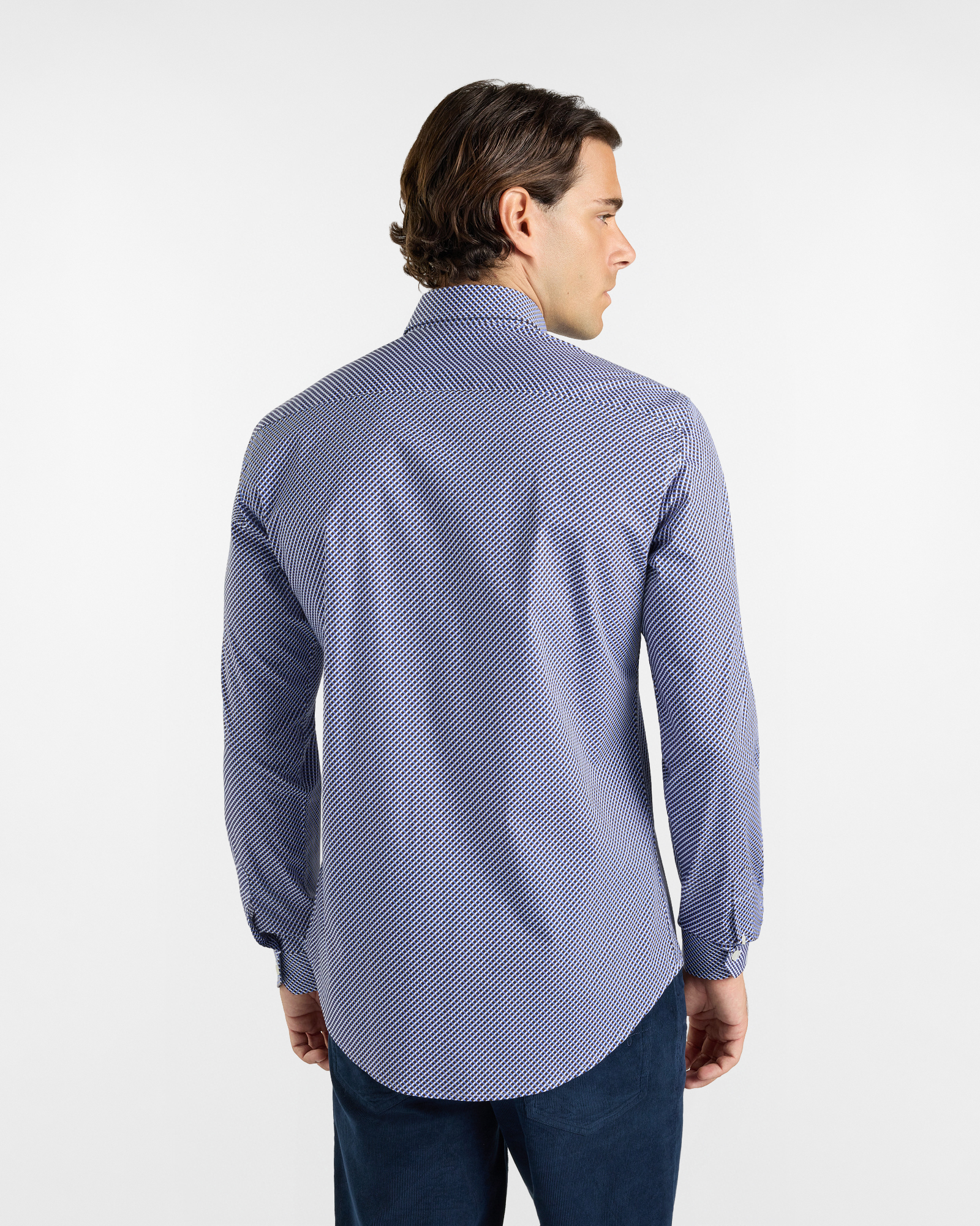 Camicia HBJ Uomo Narrow Fit in cotone stretch microstampa con collo Montecarlo, SKY, large