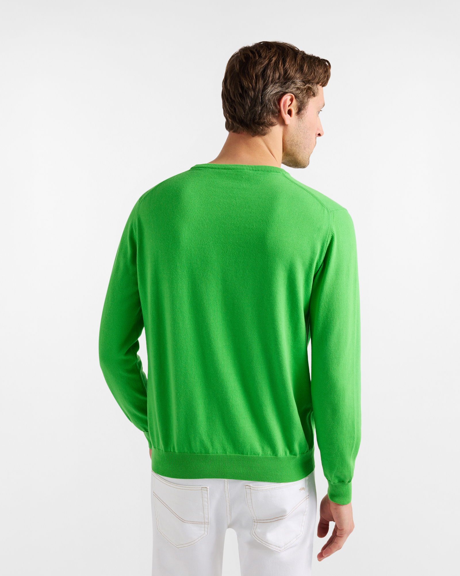 Pullover girocollo in cotone, Verde, large image number 1
