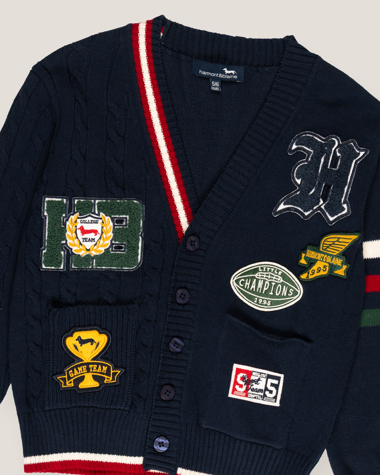 Cardigan with patch, Dark Blue, large