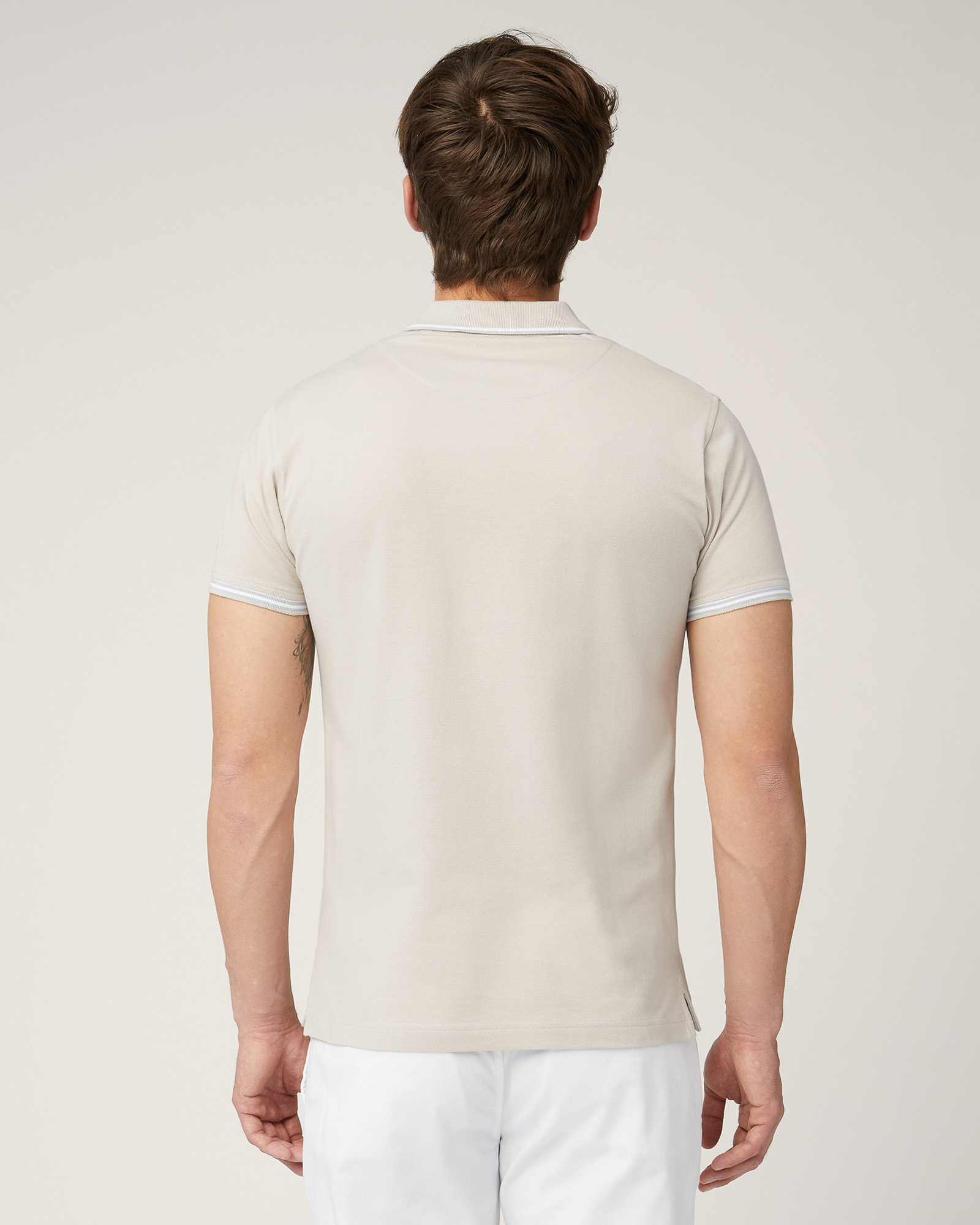 Polo with Contrasting Stripes, Sand, large image number 1