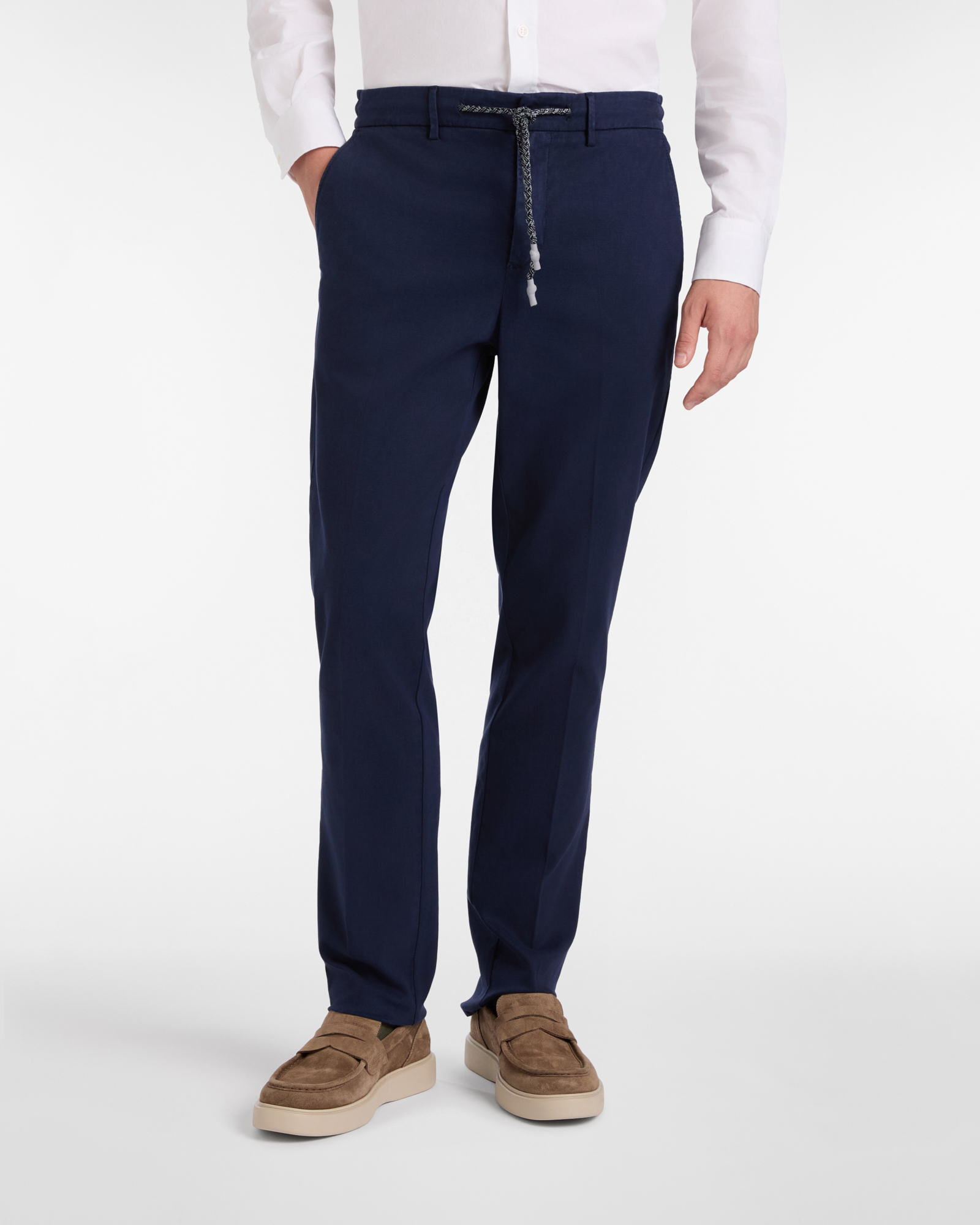 Jogger-Style Pants, Navy Blue, large