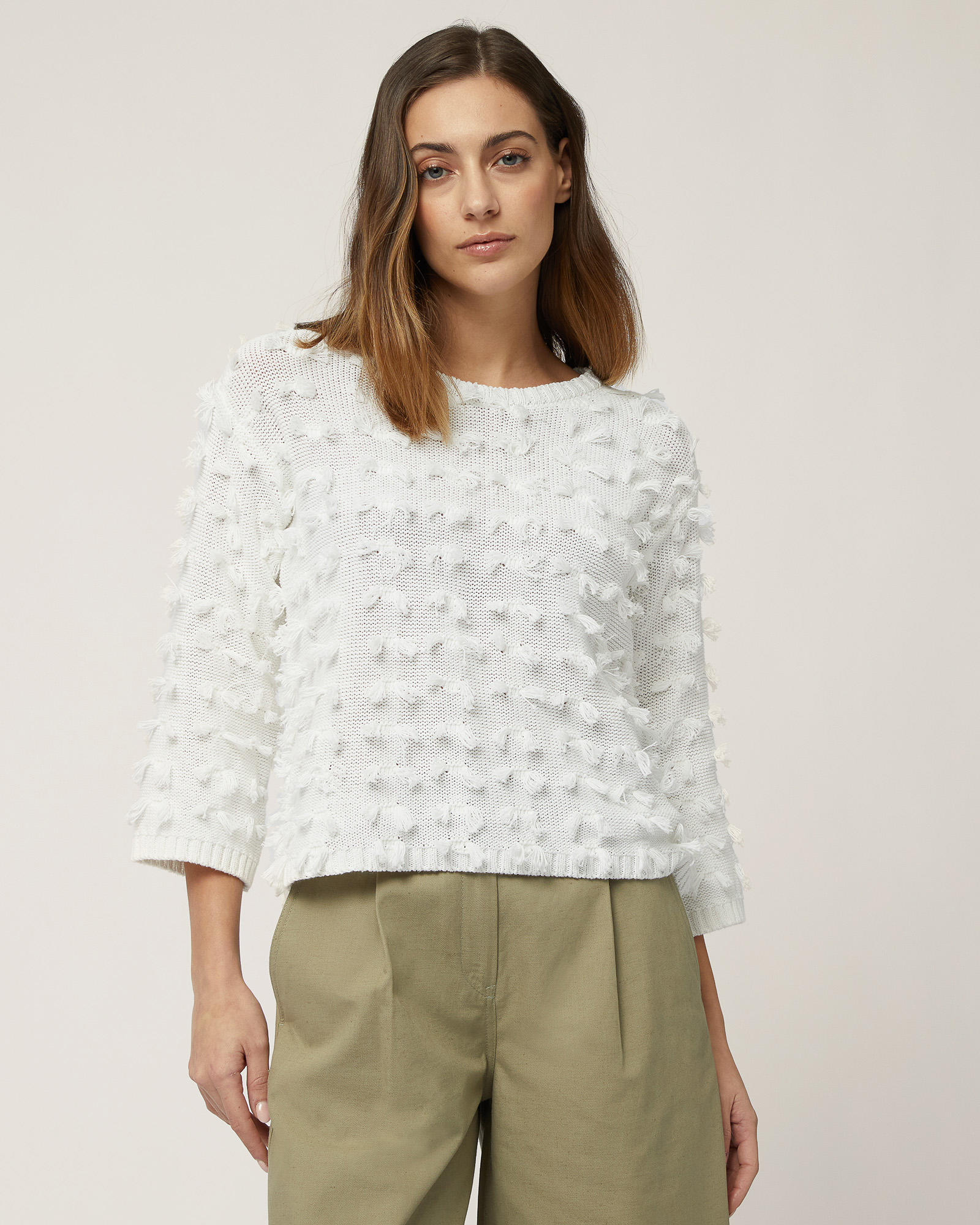 Cotton Sweater with Tufts