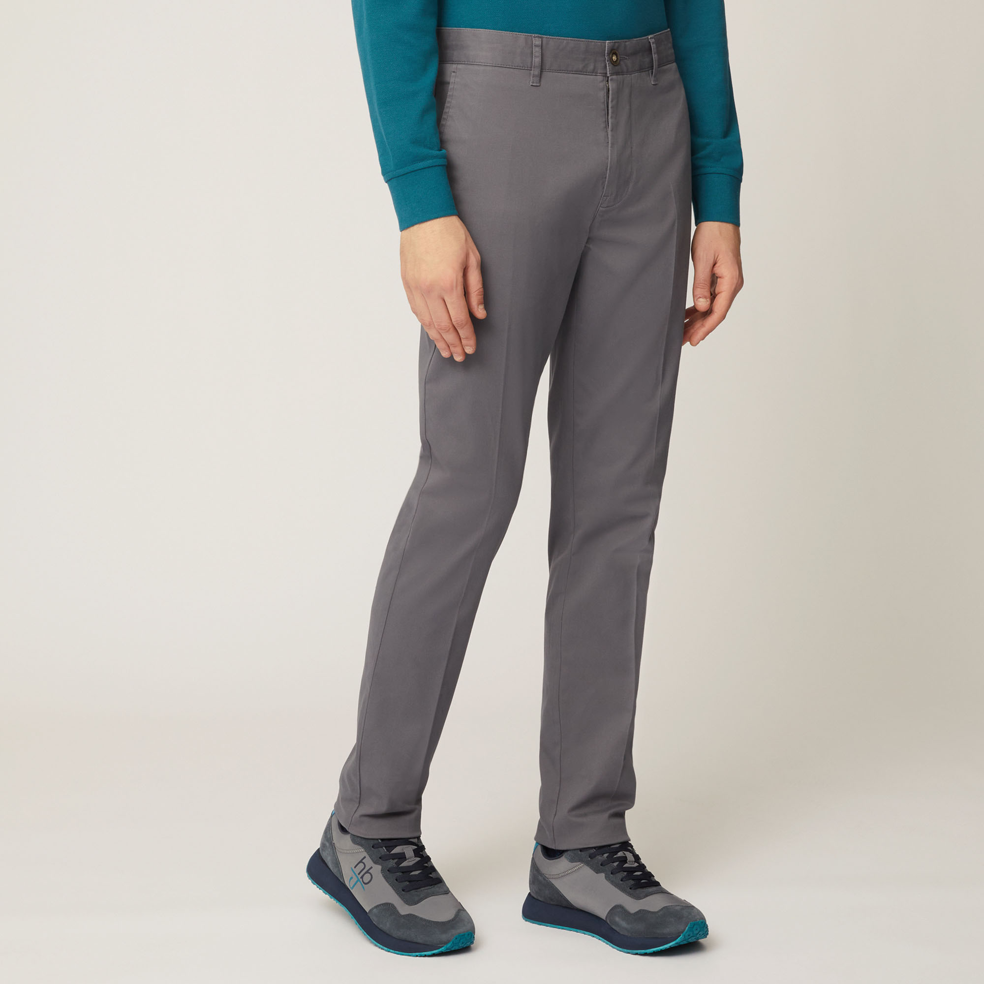 Pantalone Chino Narrow In Twill Leggero Di Cotone , Grigio, large image number 0