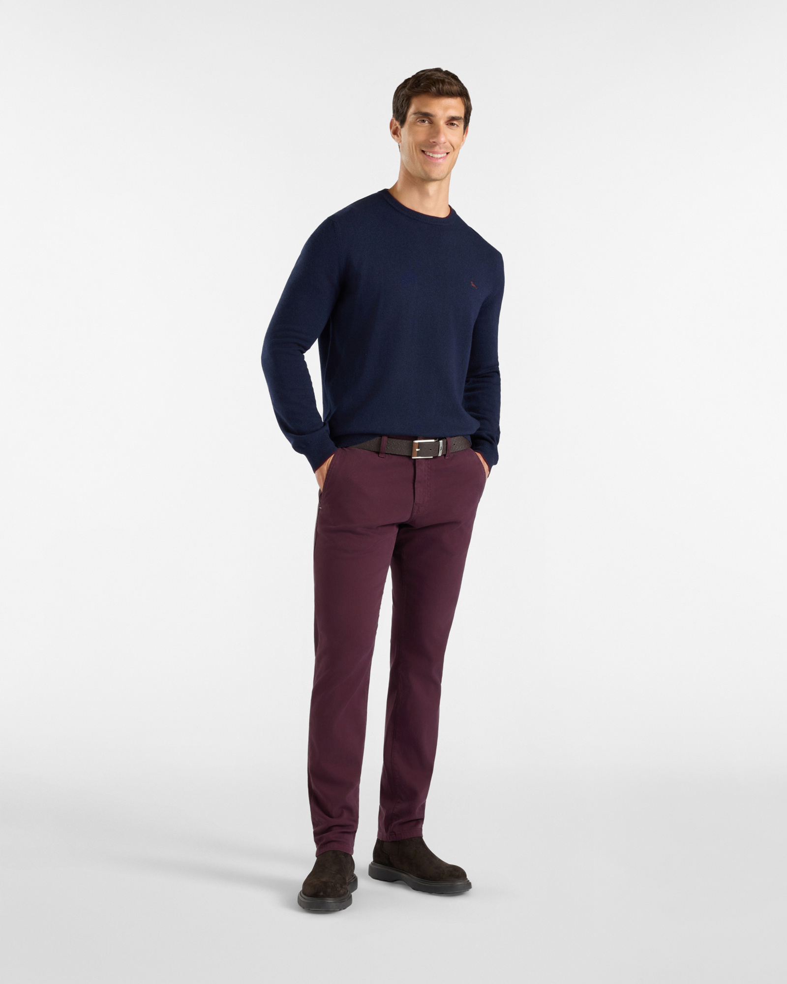 Men&rsquo;s narrow-fit dark  stretch cotton 5-pocket trousers Made in Italy, DARK PURPLE, large image number 3